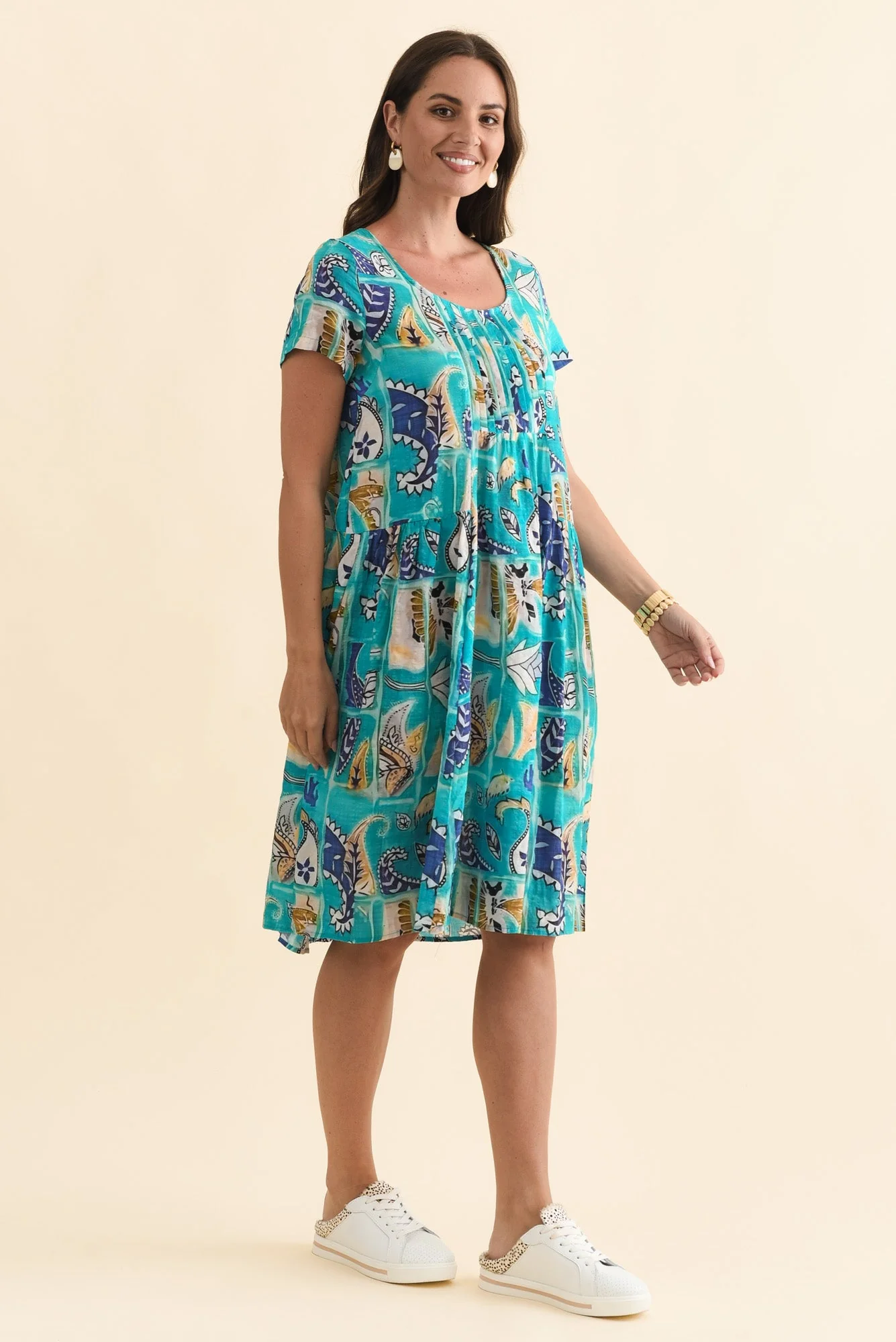 Hanoi Blue Paisley Cotton Blend Dress - Image 3