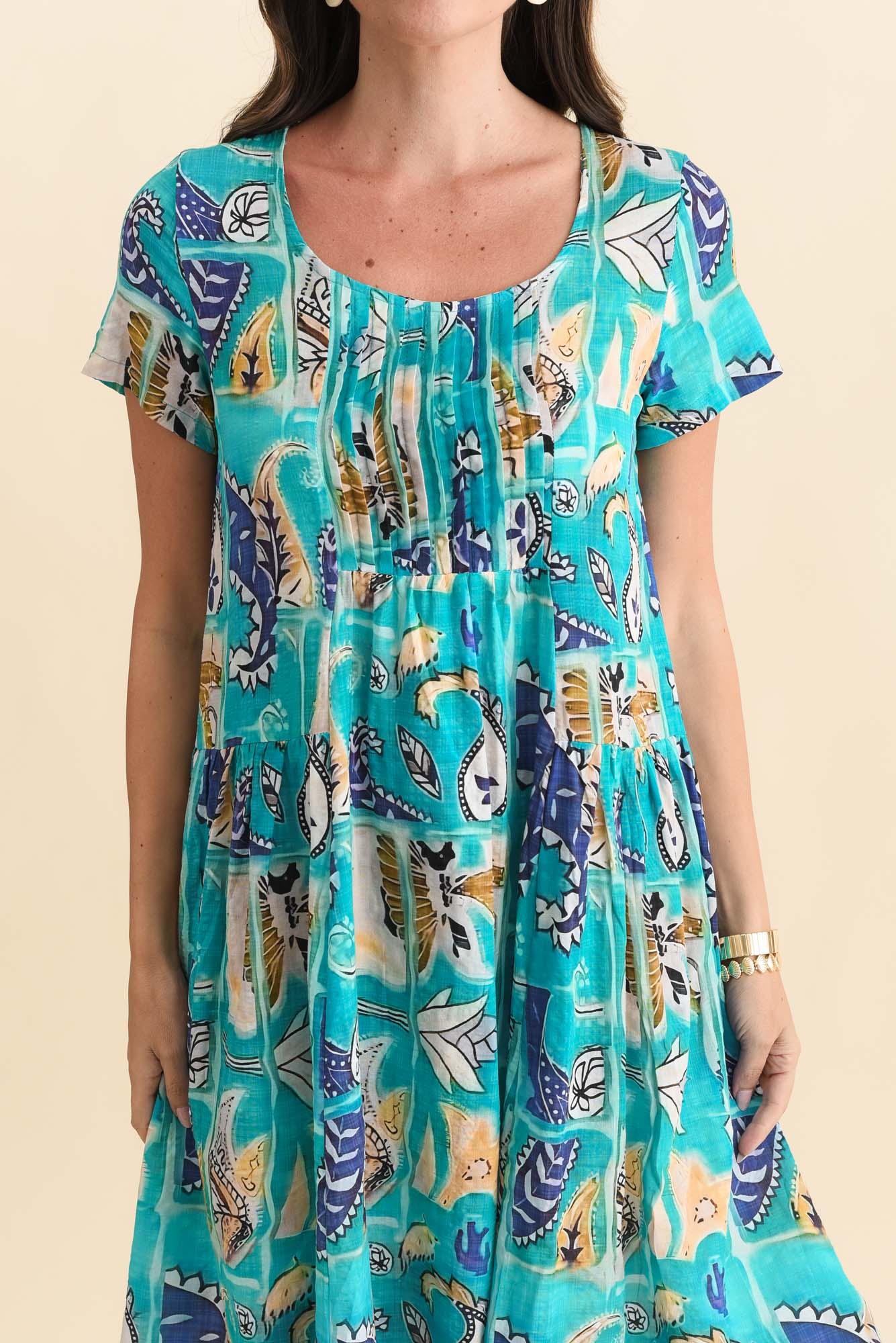 Hanoi Blue Paisley Cotton Blend Dress - Image 5