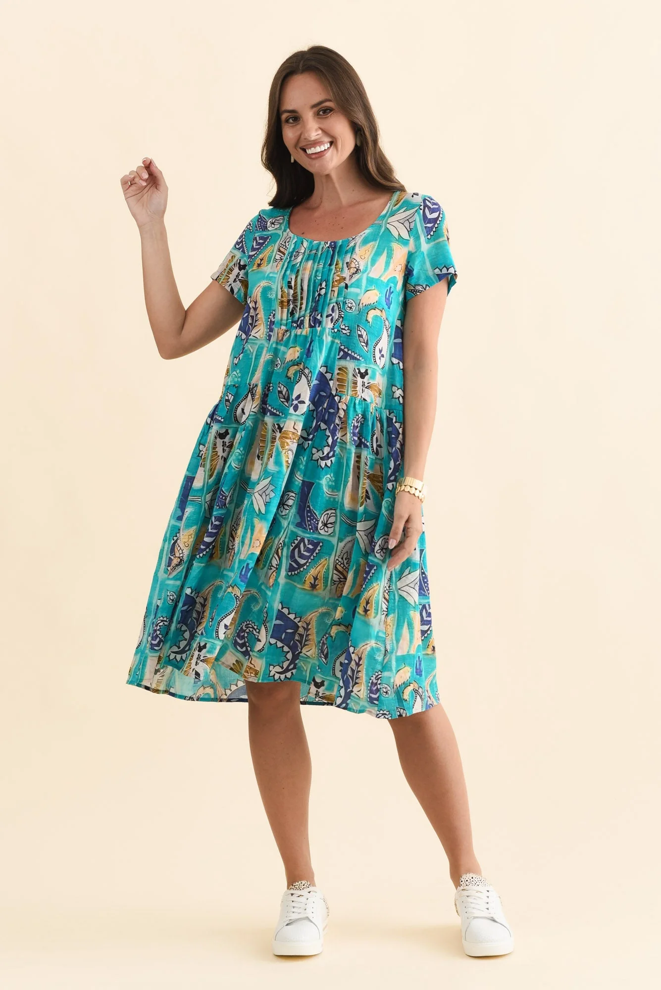 Hanoi Blue Paisley Cotton Blend Dress - Image 6