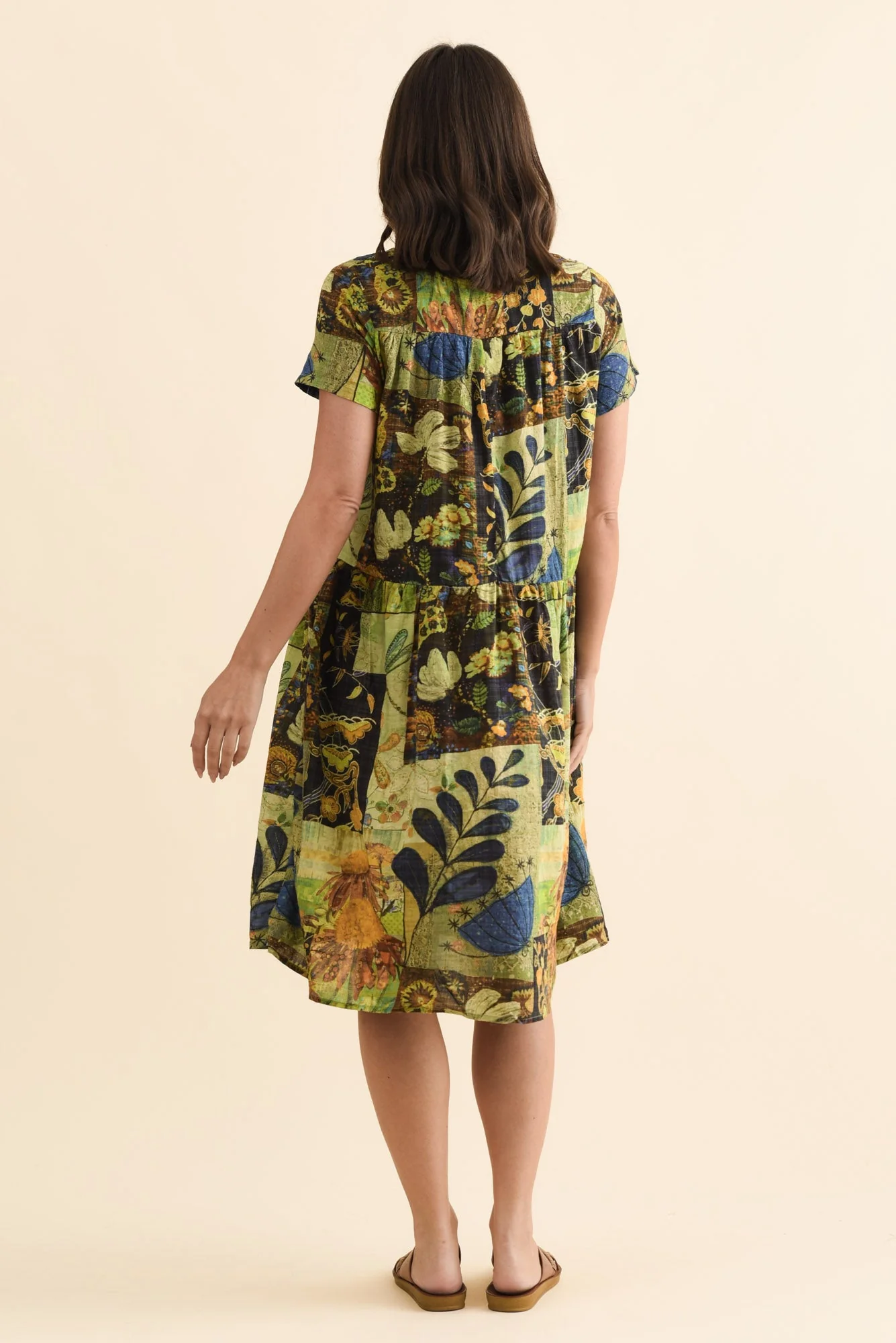 Hanoi Green Botanical Cotton Blend Dress - Image 4