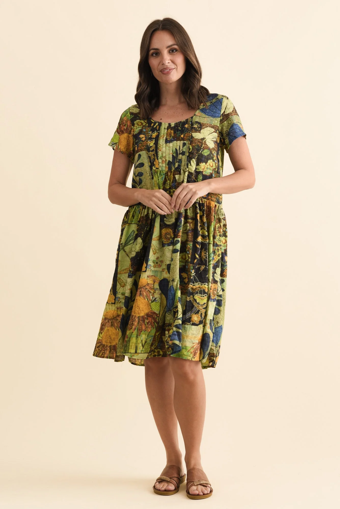 Hanoi Green Botanical Cotton Blend Dress - Image 6