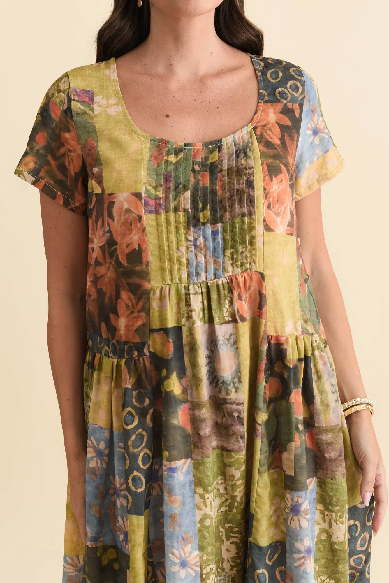 Hanoi Green Mosaic Cotton Blend Dress - Image 5