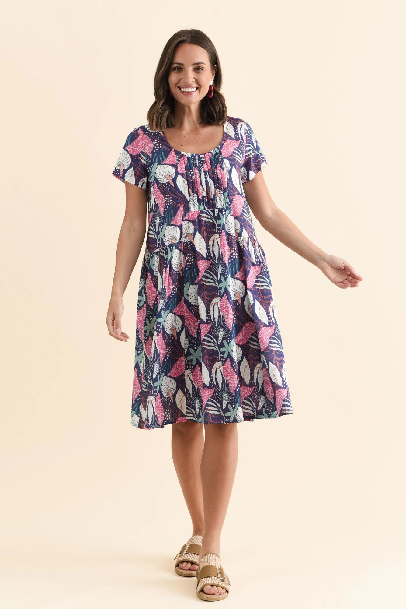Hanoi Navy Botanical Cotton Blend Dress - Image 2