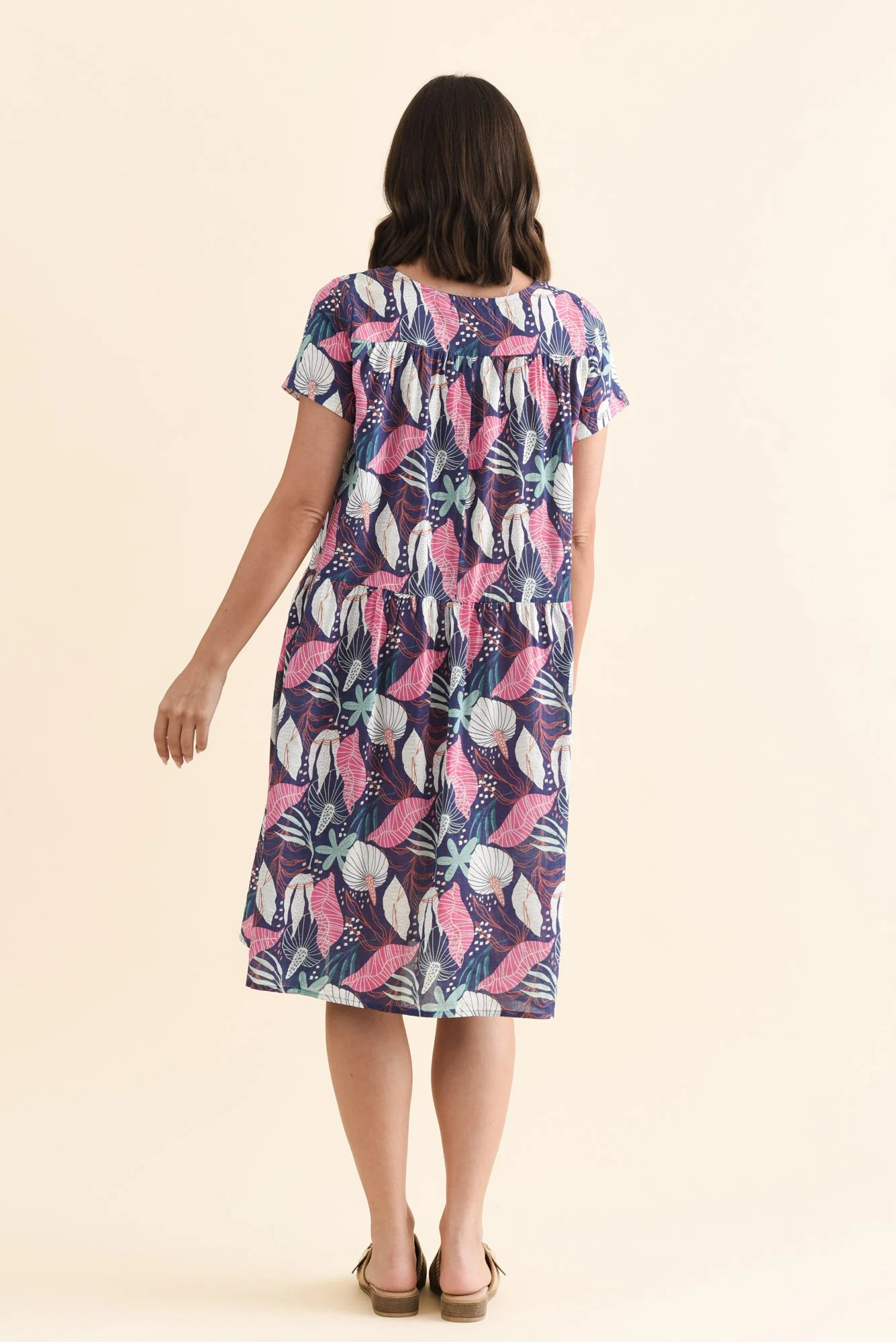 Hanoi Navy Botanical Cotton Blend Dress - Image 4