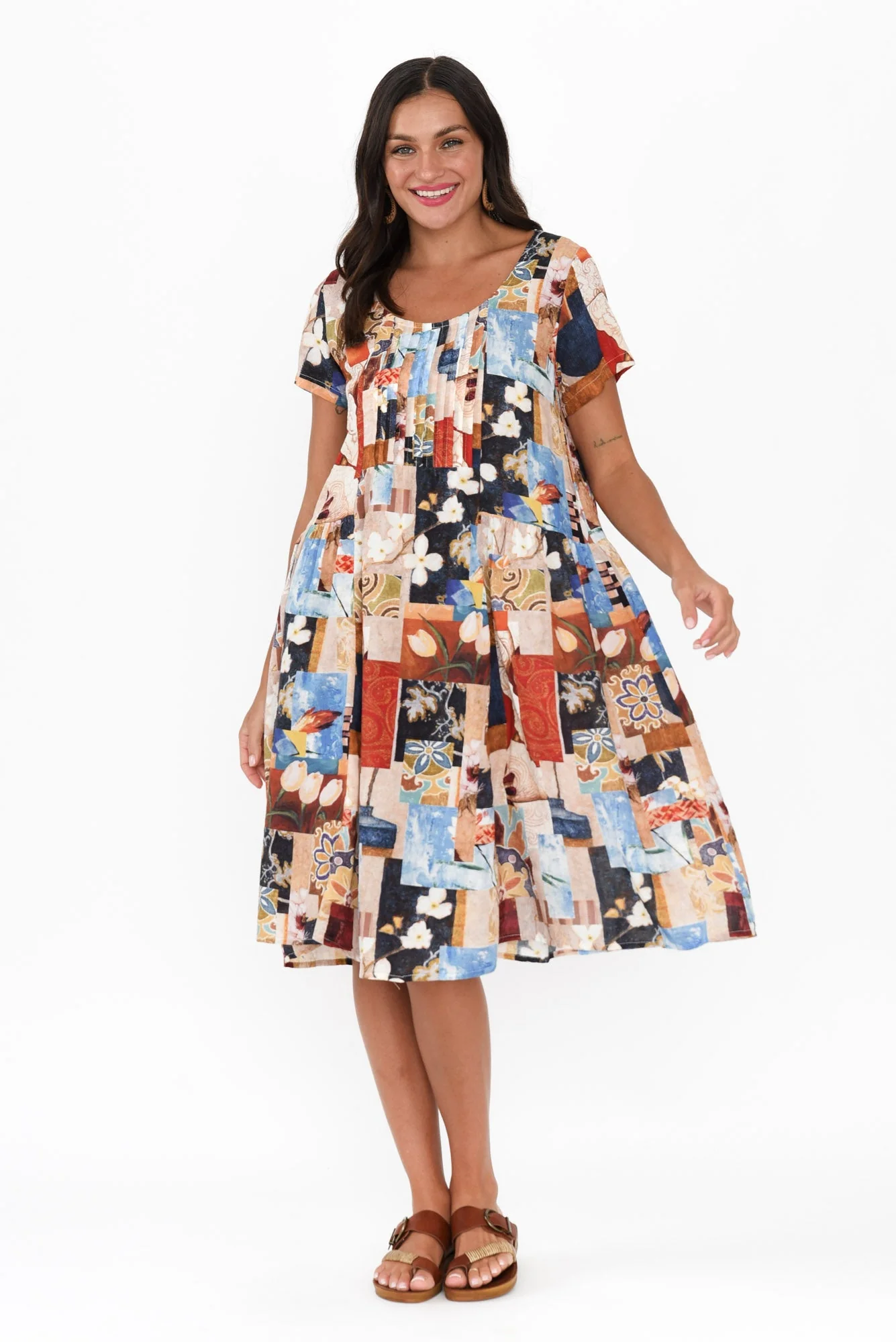 Hanoi Orange Botanical Cotton Blend Dress - Image 2