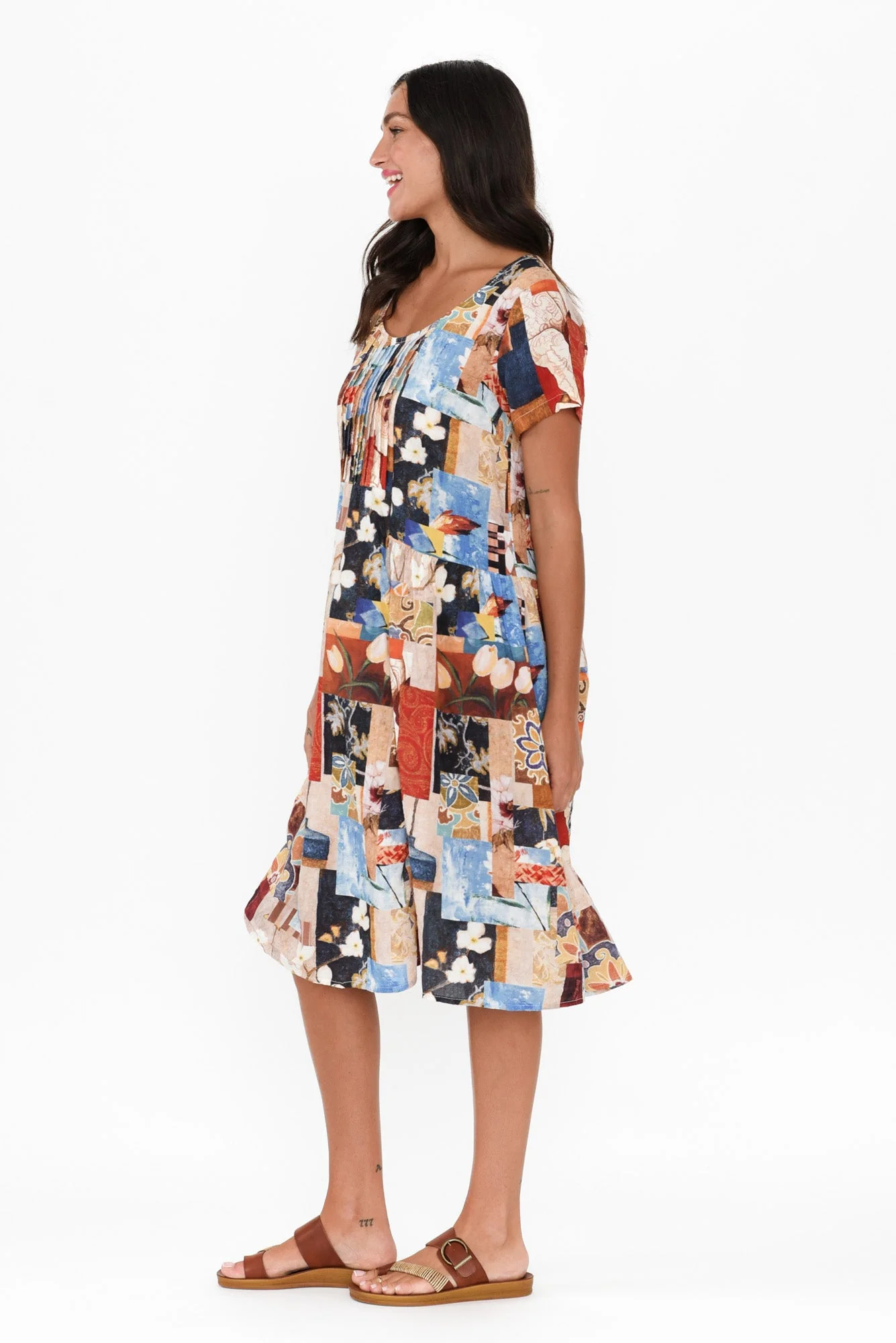 Hanoi Orange Botanical Cotton Blend Dress - Image 3