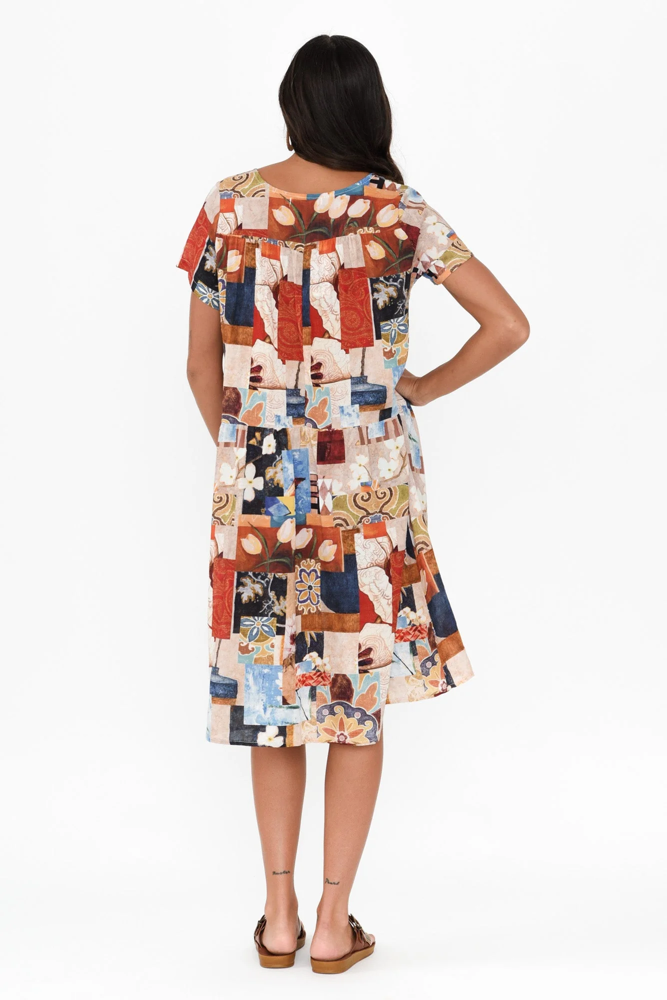 Hanoi Orange Botanical Cotton Blend Dress - Image 4
