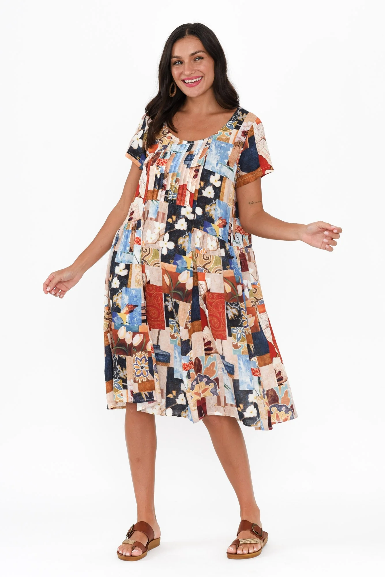 Hanoi Orange Botanical Cotton Blend Dress - Image 6