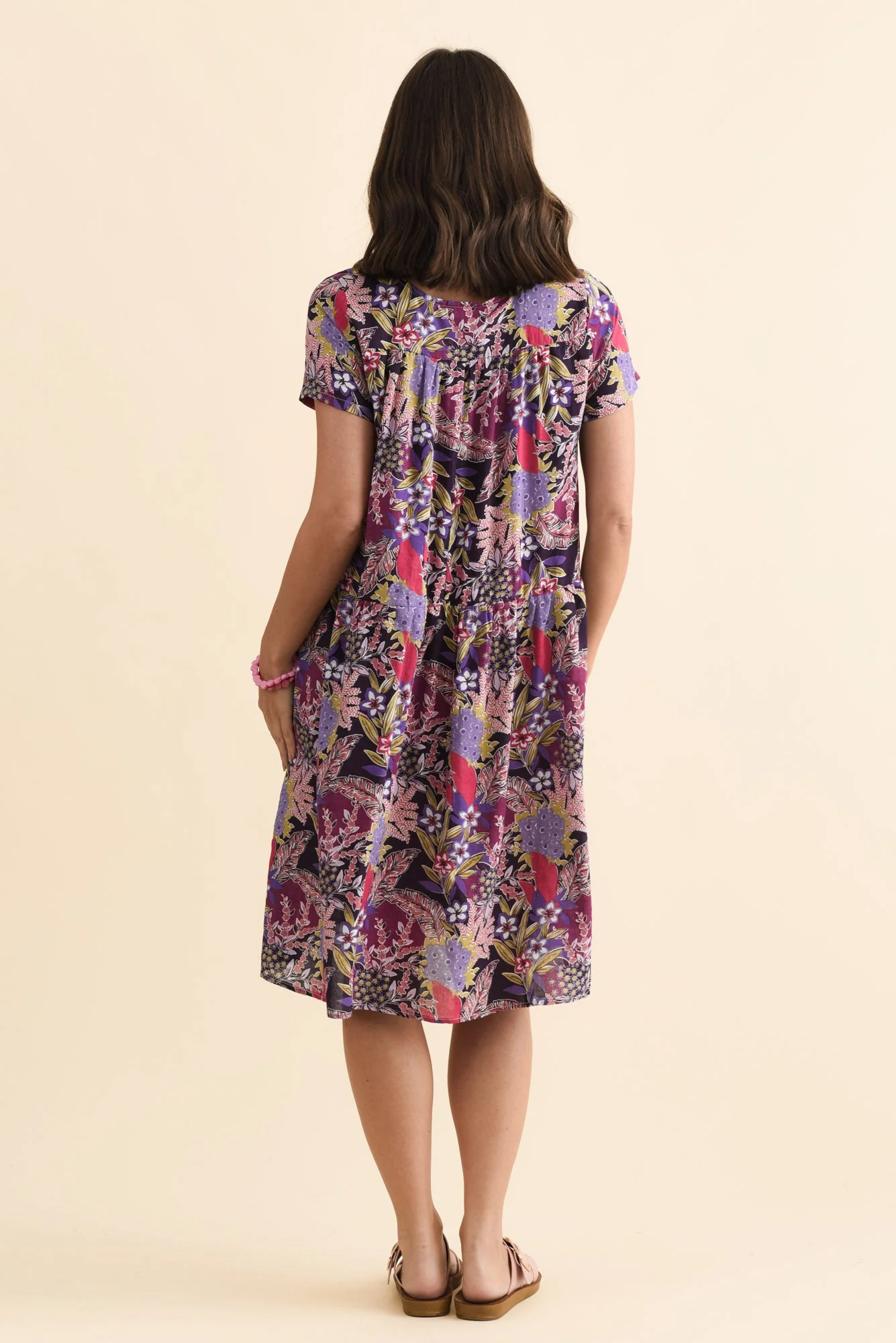 Hanoi Purple Garden Cotton Blend Dress - Image 4