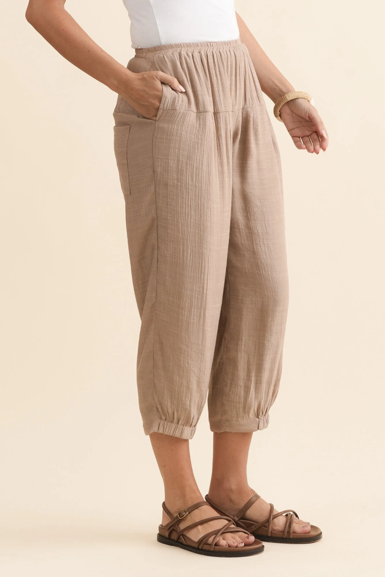Harden Beige Cotton Blend Pants - Image 3