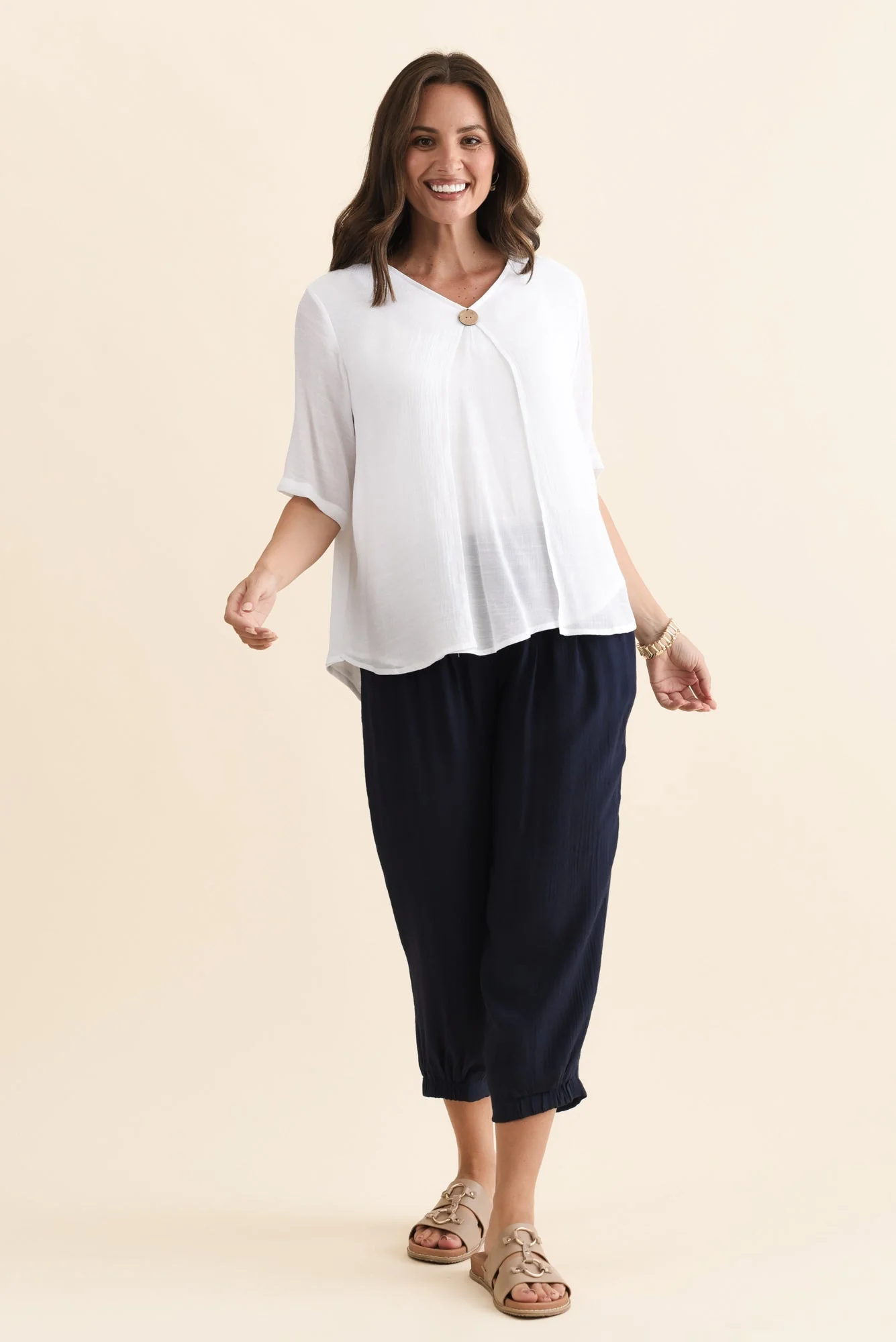 Harden Navy Cotton Blend Pants - Image 2