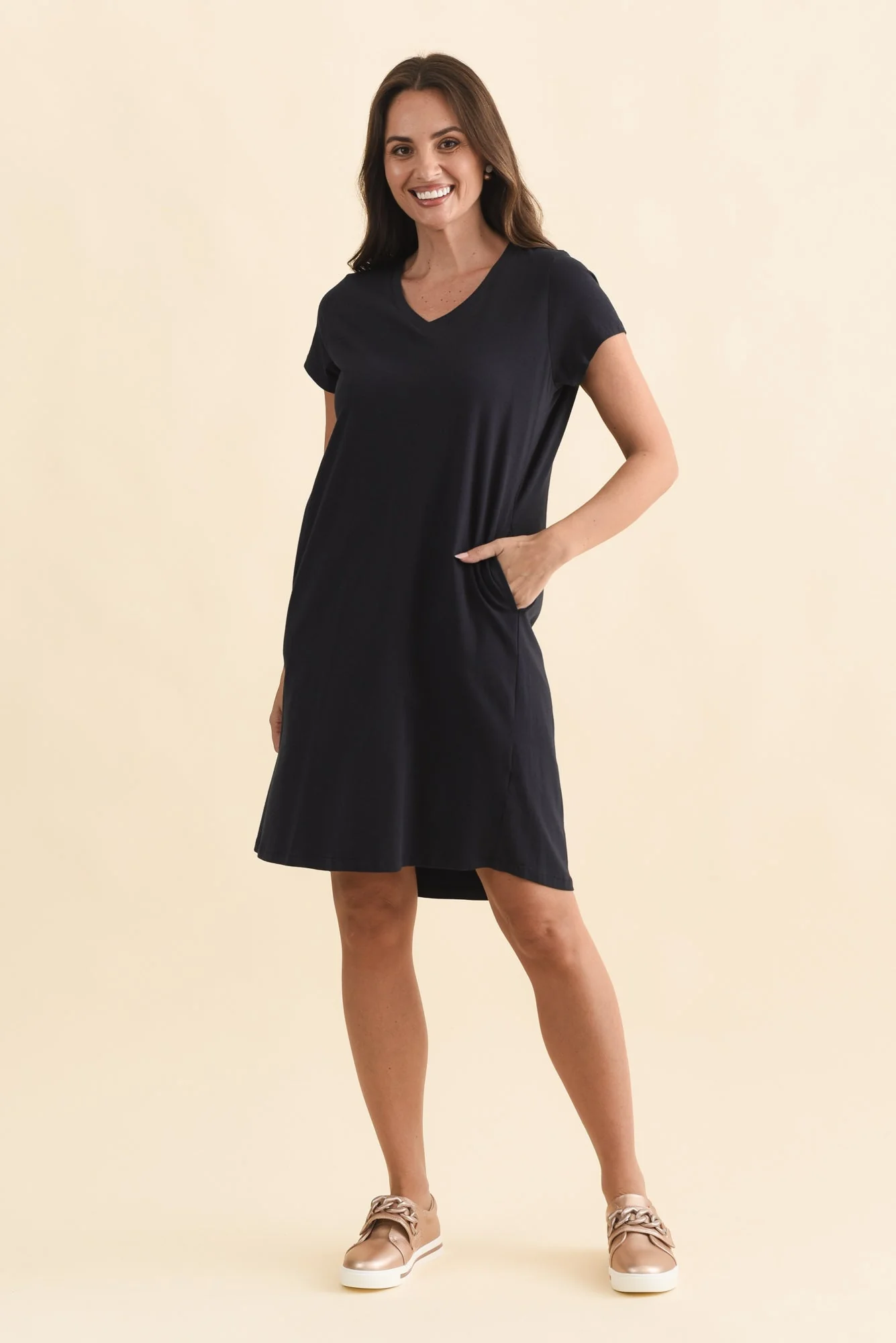 Harley Navy Cotton Tee Dress - Image 2