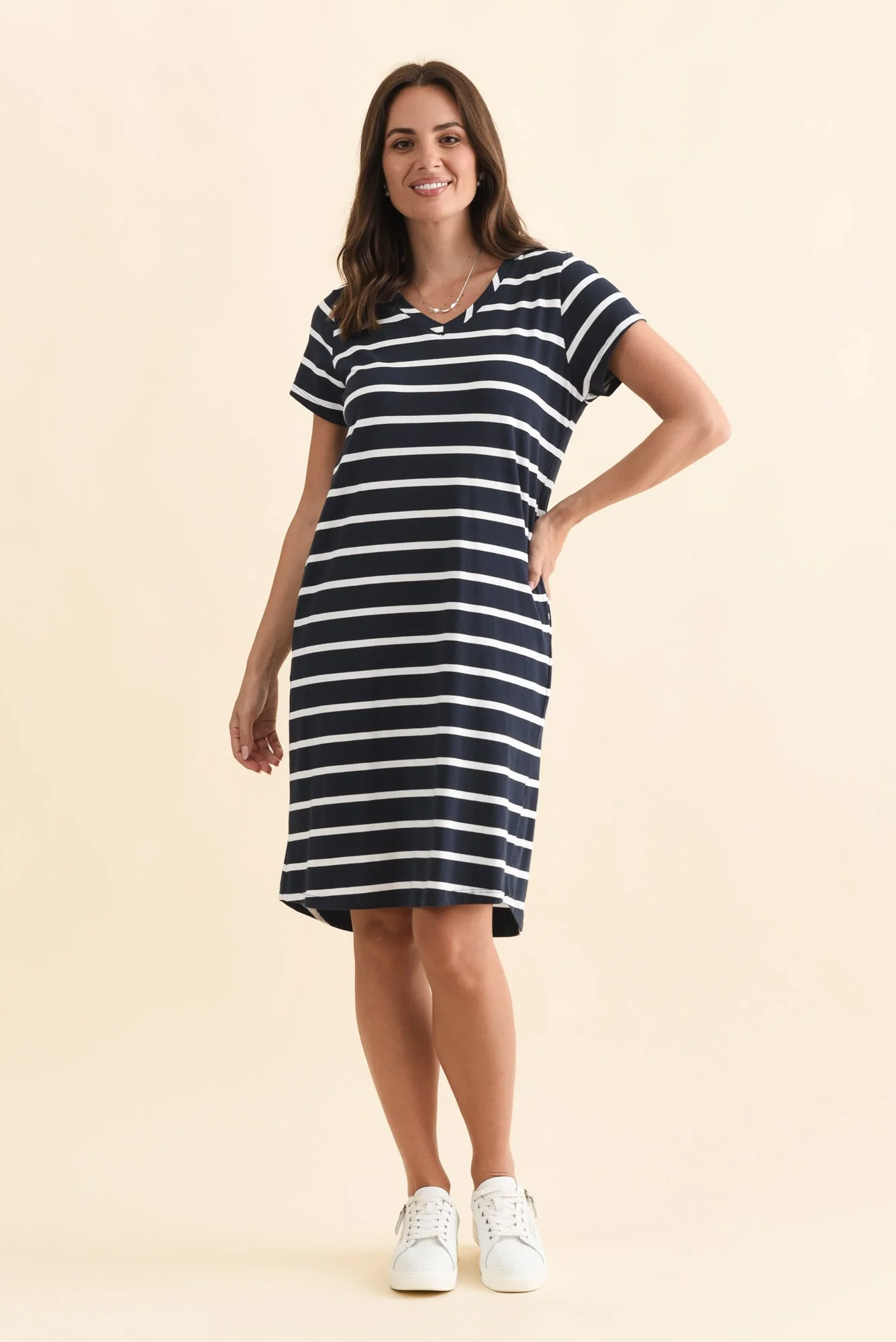 Harley Navy Stripe Cotton Tee Dress - Image 2
