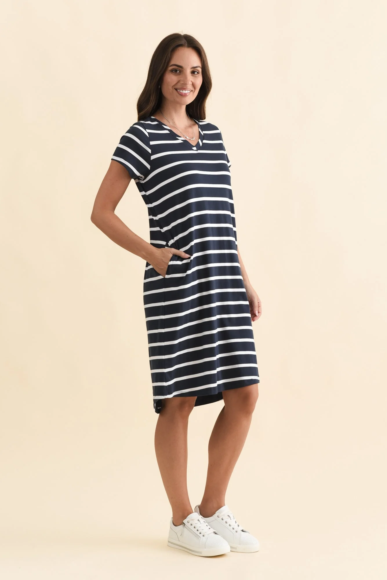 Harley Navy Stripe Cotton Tee Dress - Image 3