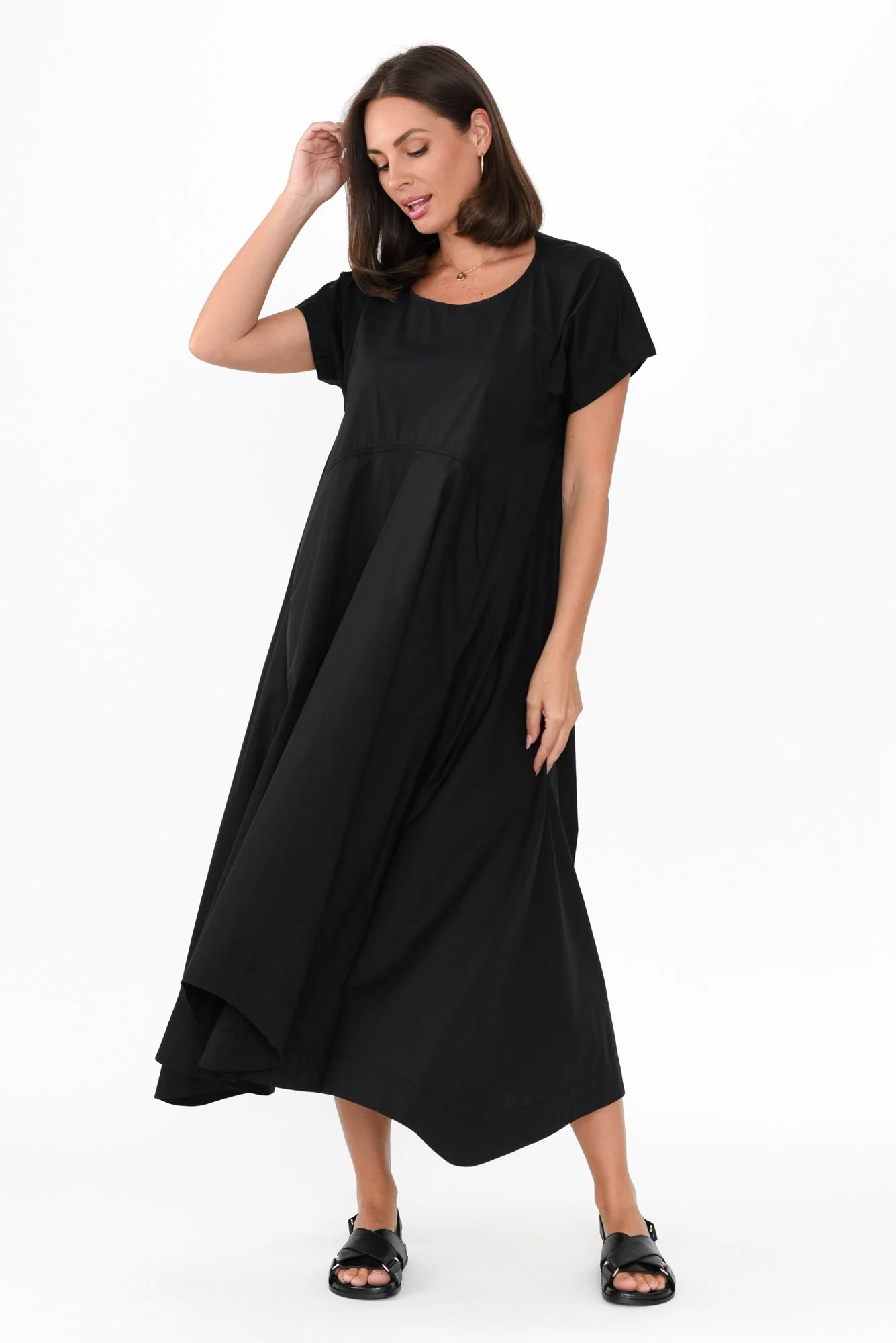 Harlyn Black Cotton Tulip Dress - Image 3