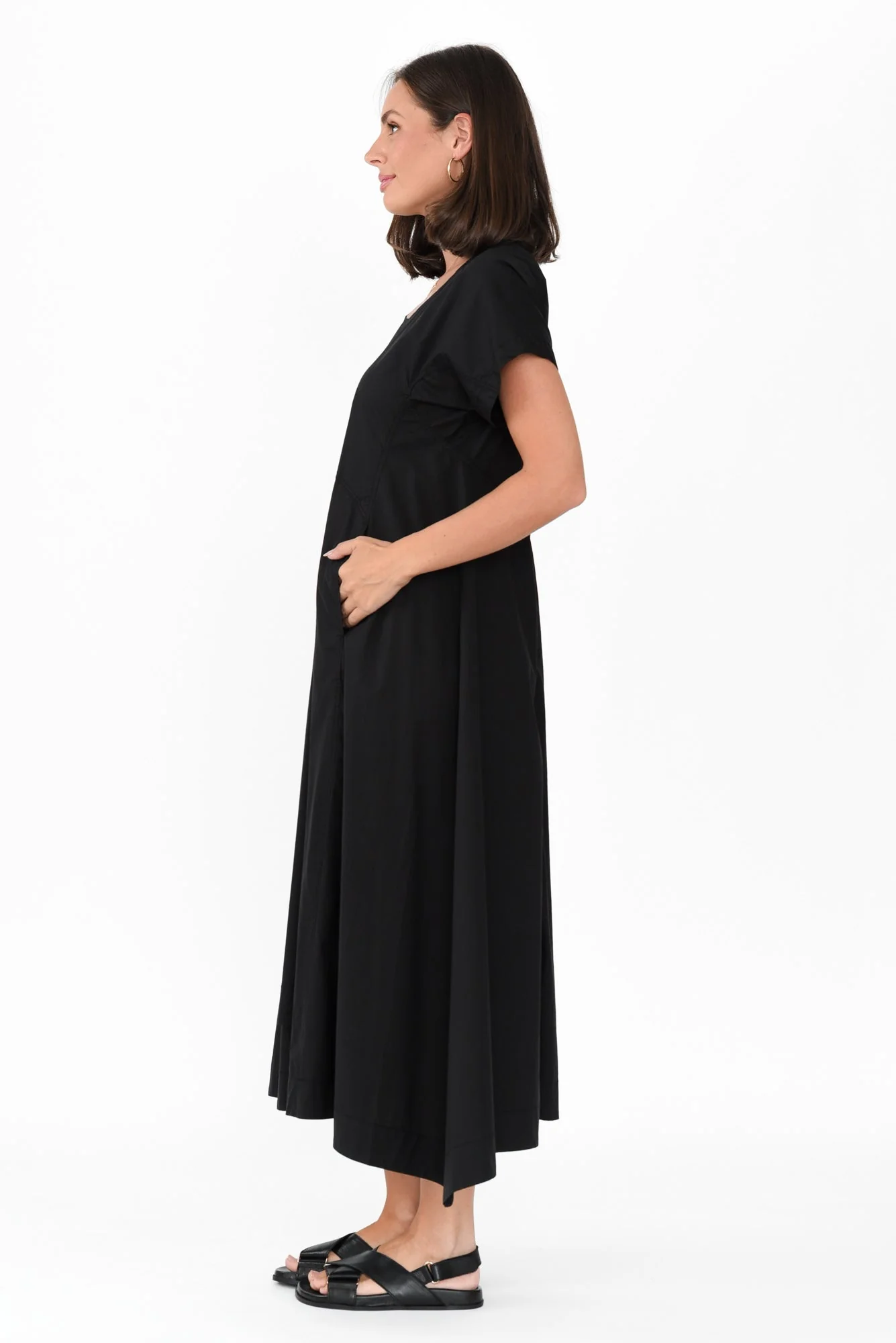 Harlyn Black Cotton Tulip Dress - Image 4