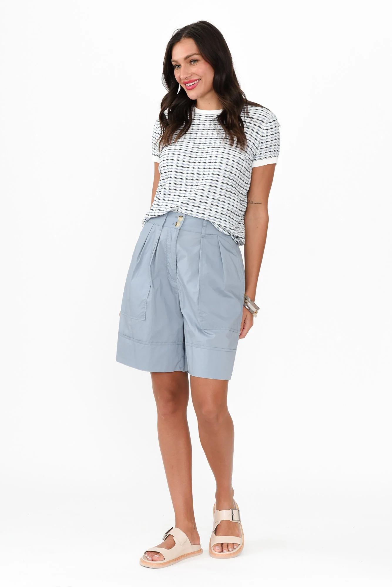 Harlyn Light Blue Cotton Shorts - Image 2