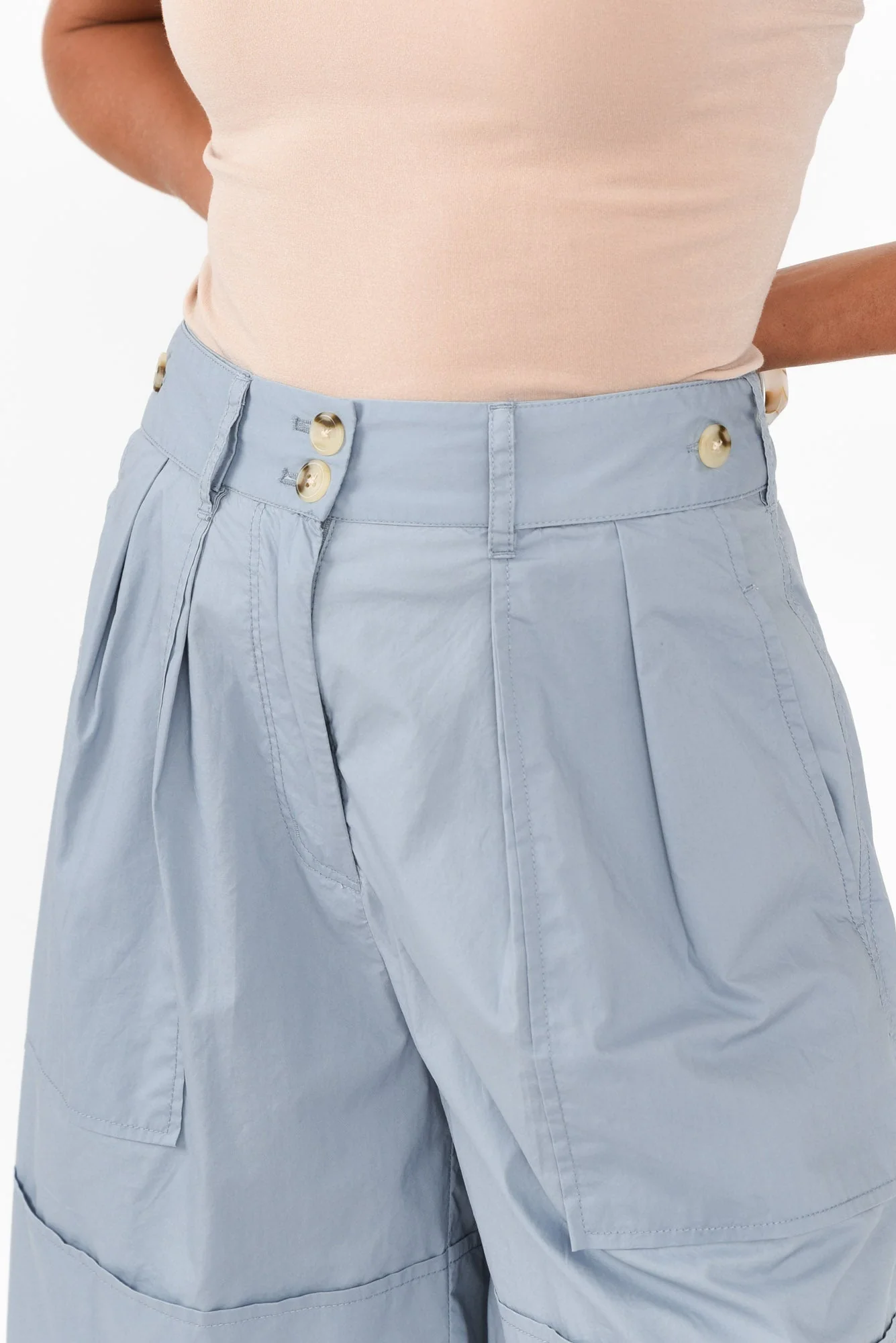 Harlyn Light Blue Cotton Shorts - Image 6