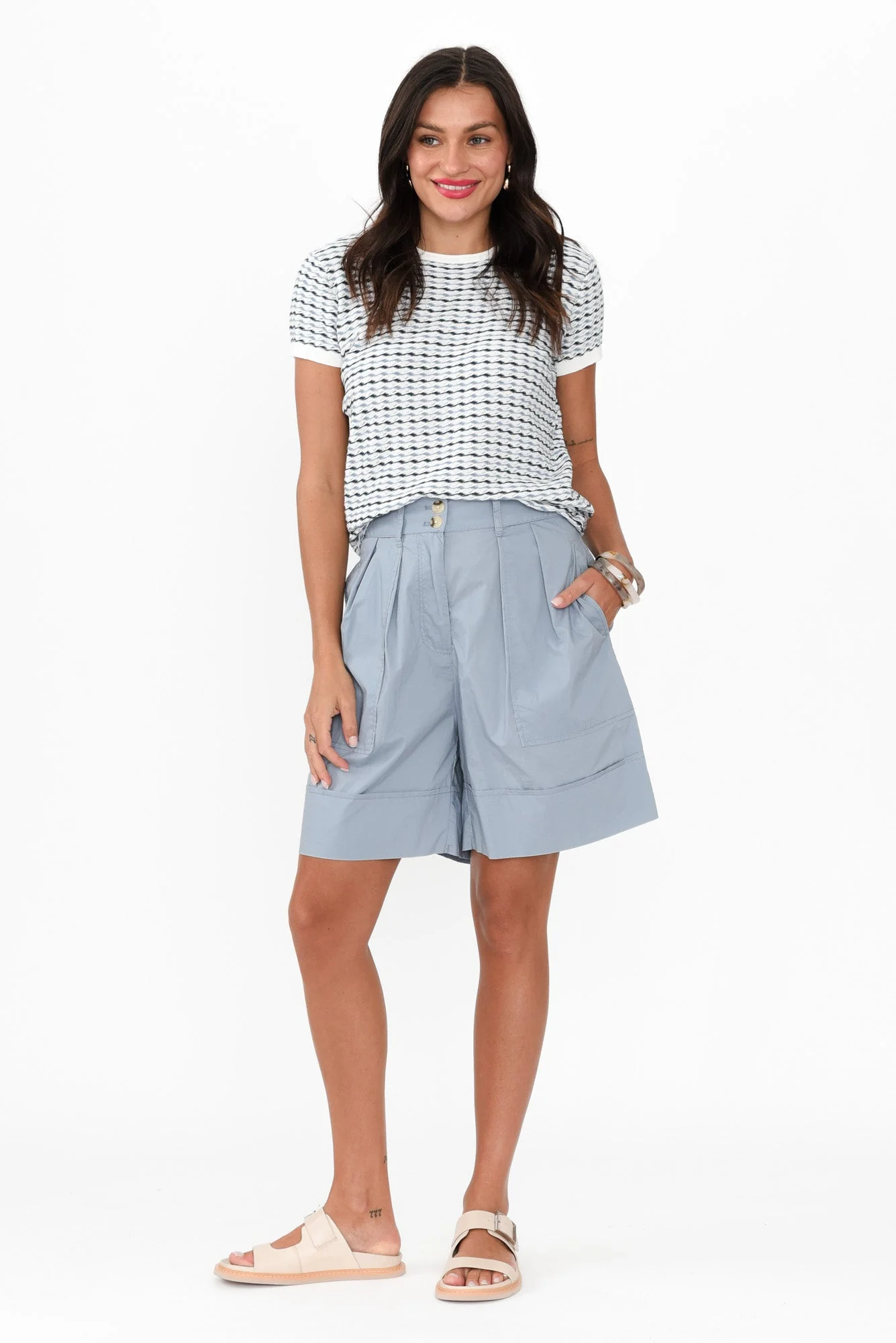 Harlyn Light Blue Cotton Shorts - Image 7