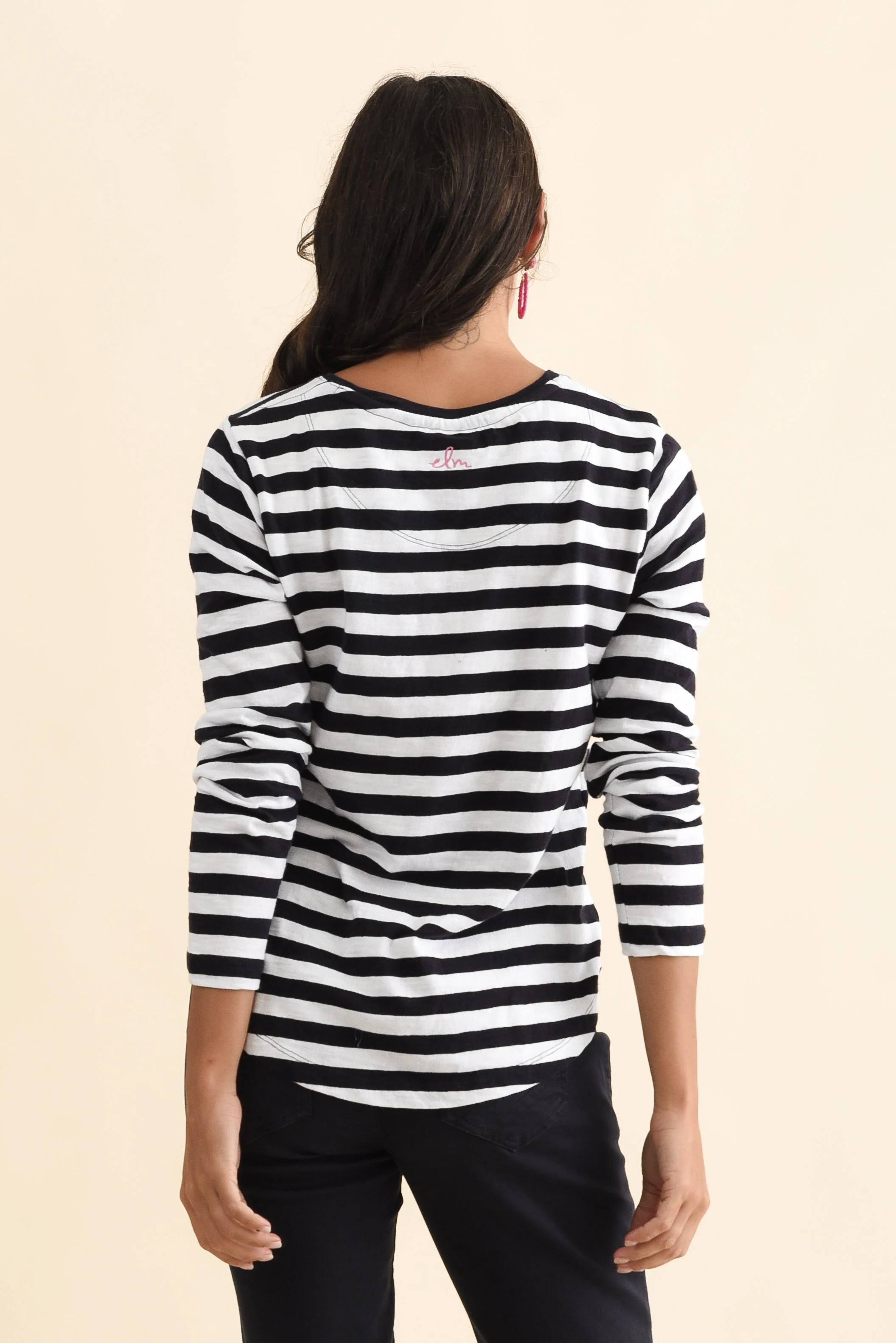 Harmony Navy Stripe Cotton Long Sleeve Tee - Image 4