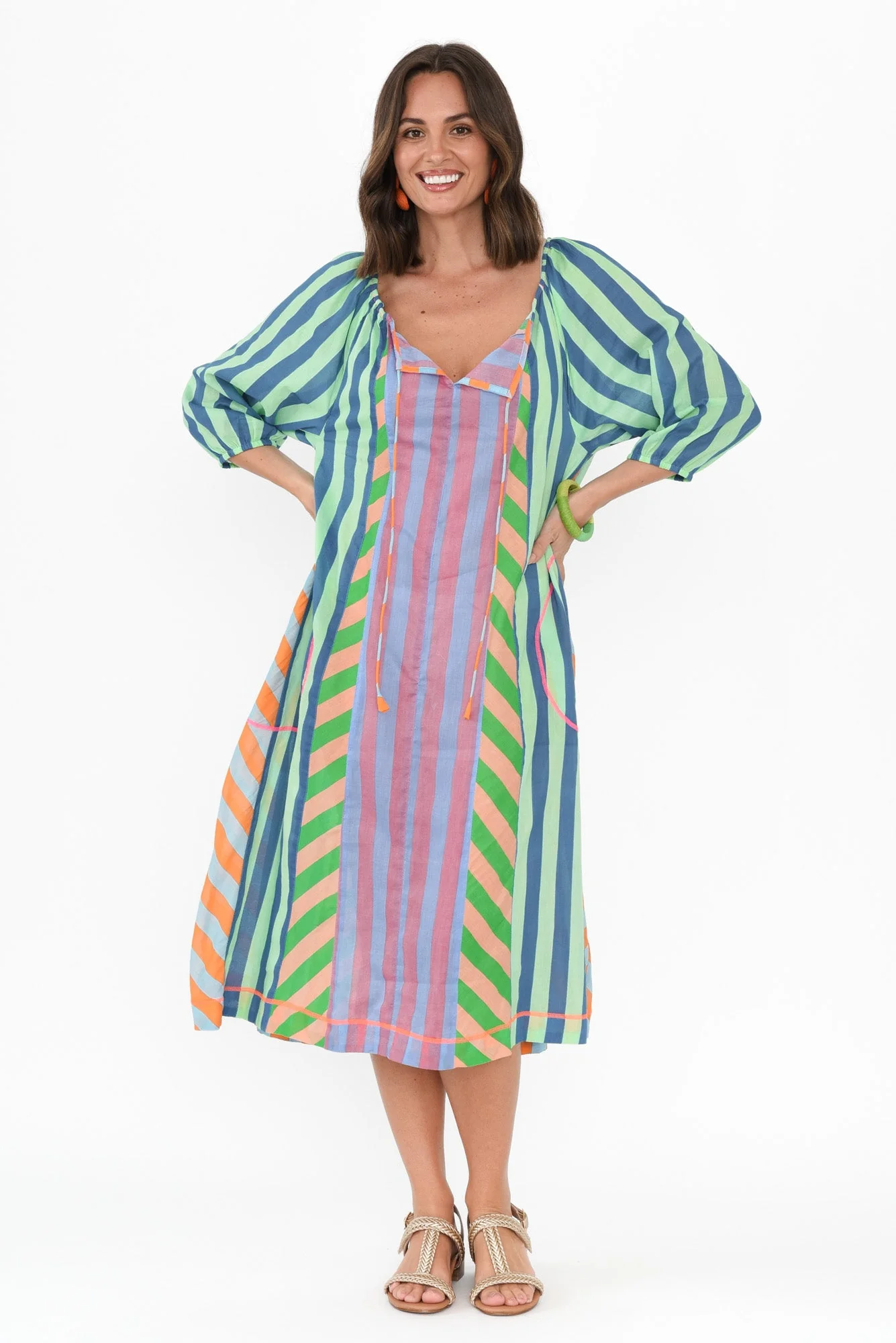 Hattie Blue Stripe Cotton Pocket Dress - Image 6