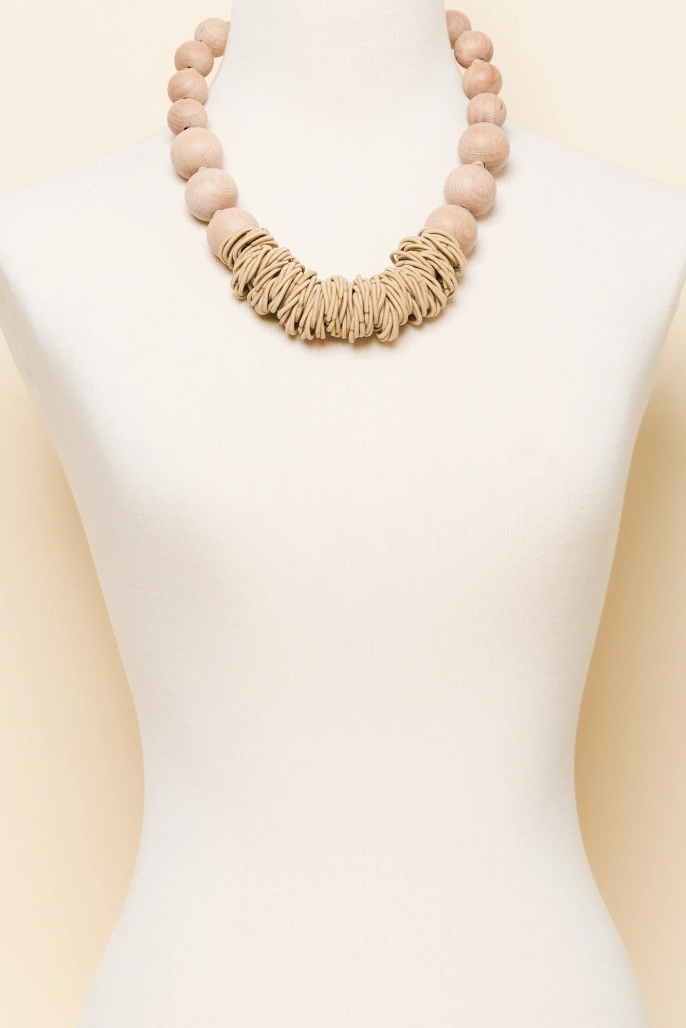 Hayden Natural Wooden Beaded Necklace - Image 2
