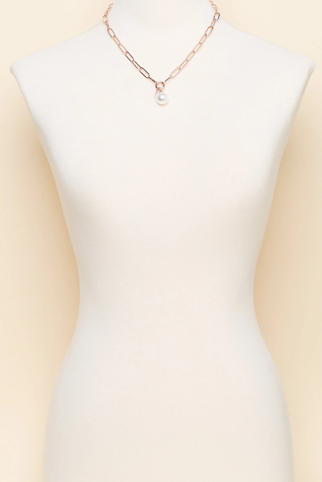 Hayley Rose Gold Pearl Pendant Necklace - Image 2