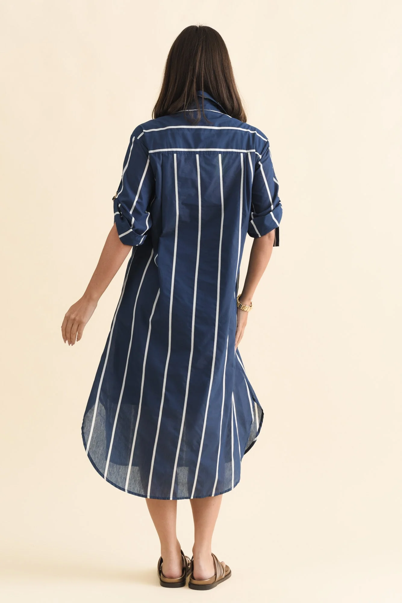 Hayman Navy Stripe Shirt Dress - Image 4