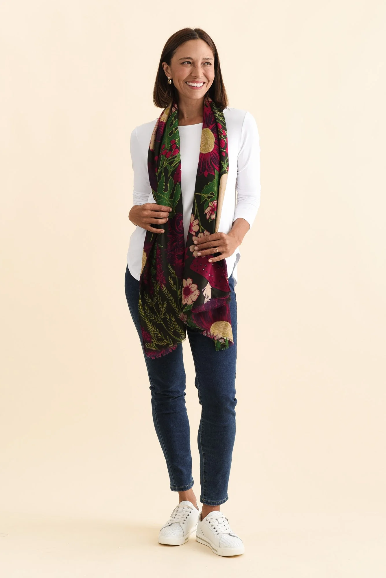 Hazlett Dark Green Floral Scarf - Image 2
