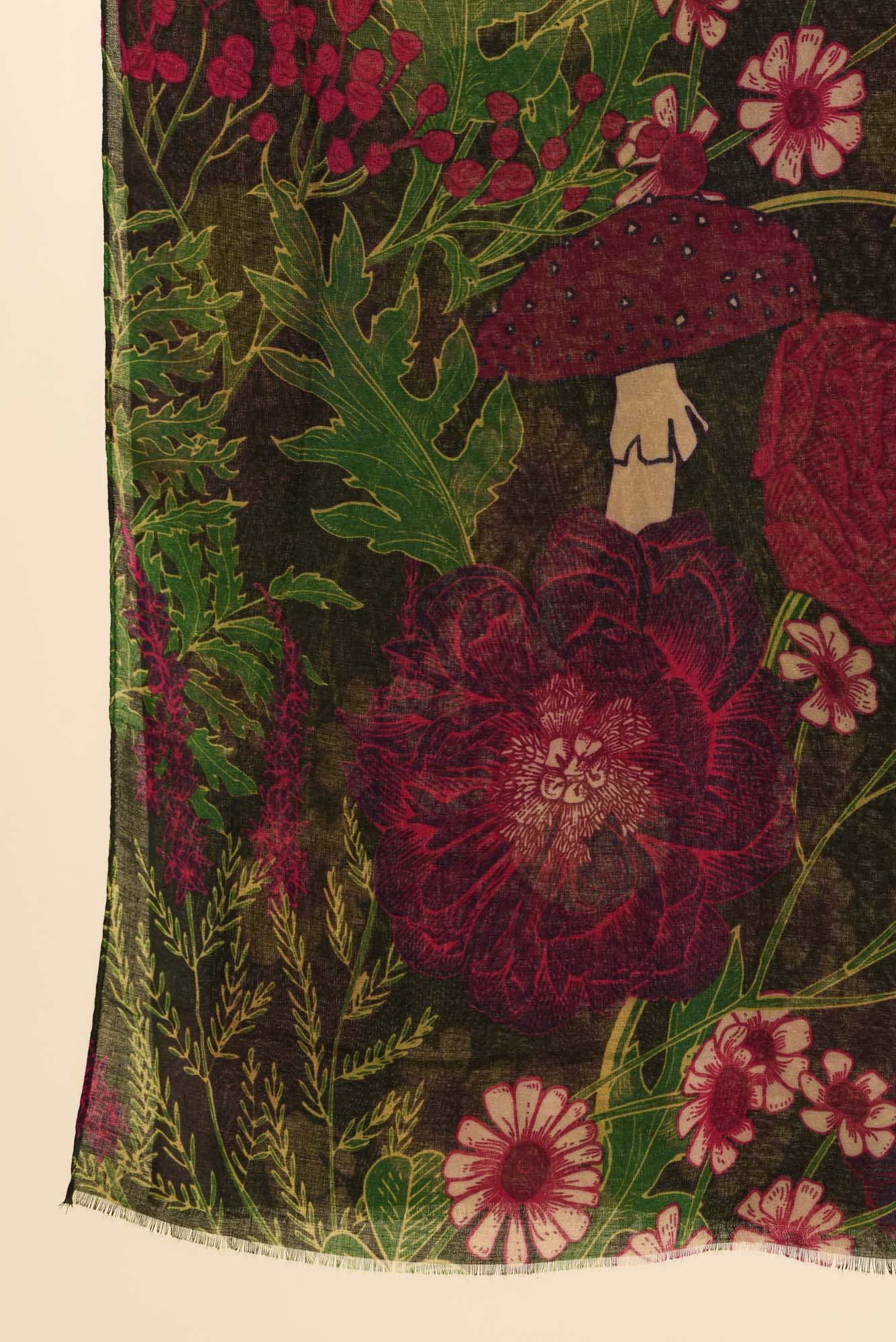 Hazlett Dark Green Floral Scarf - Image 3