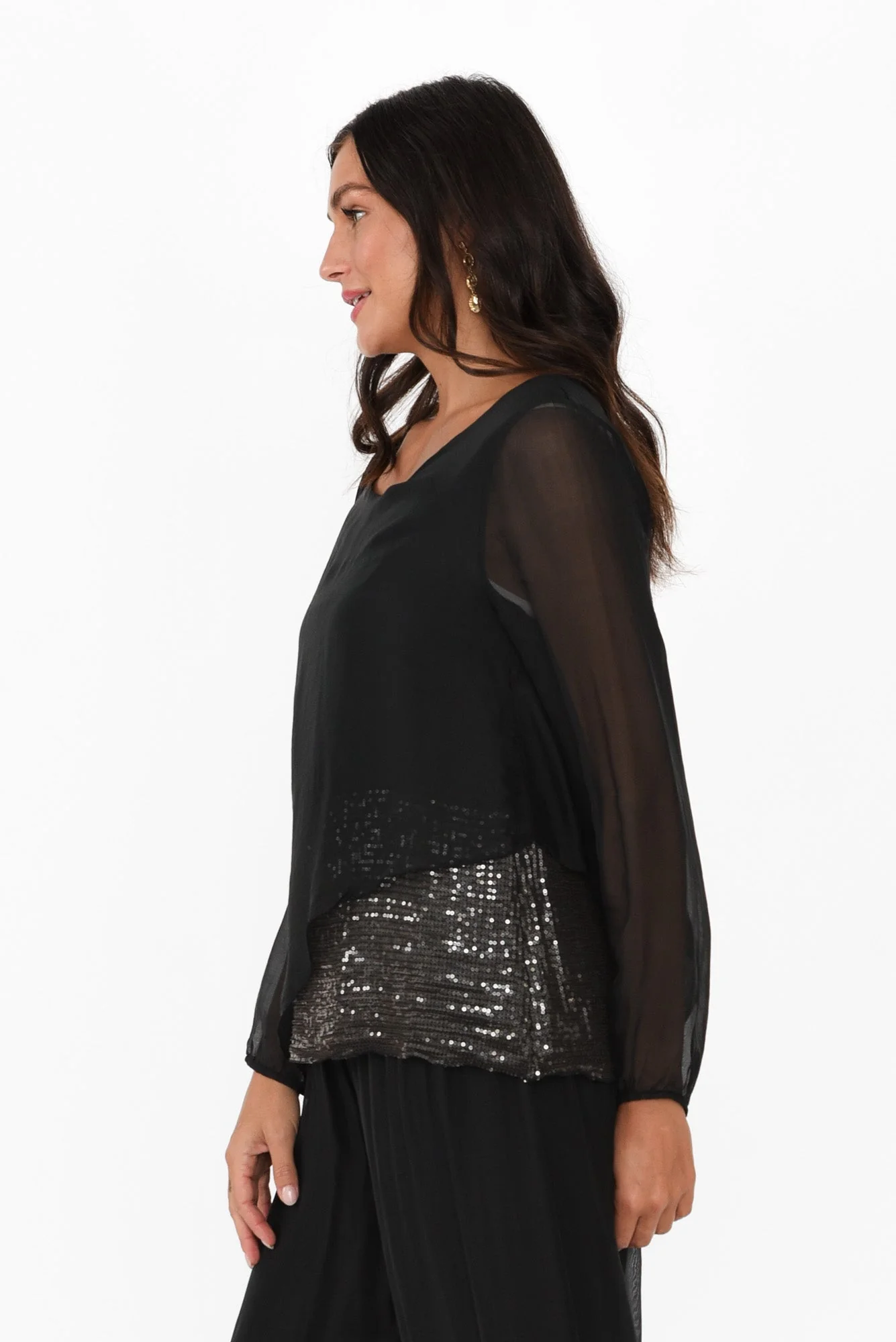 Heathie Black Silk Sequin Top - Image 3