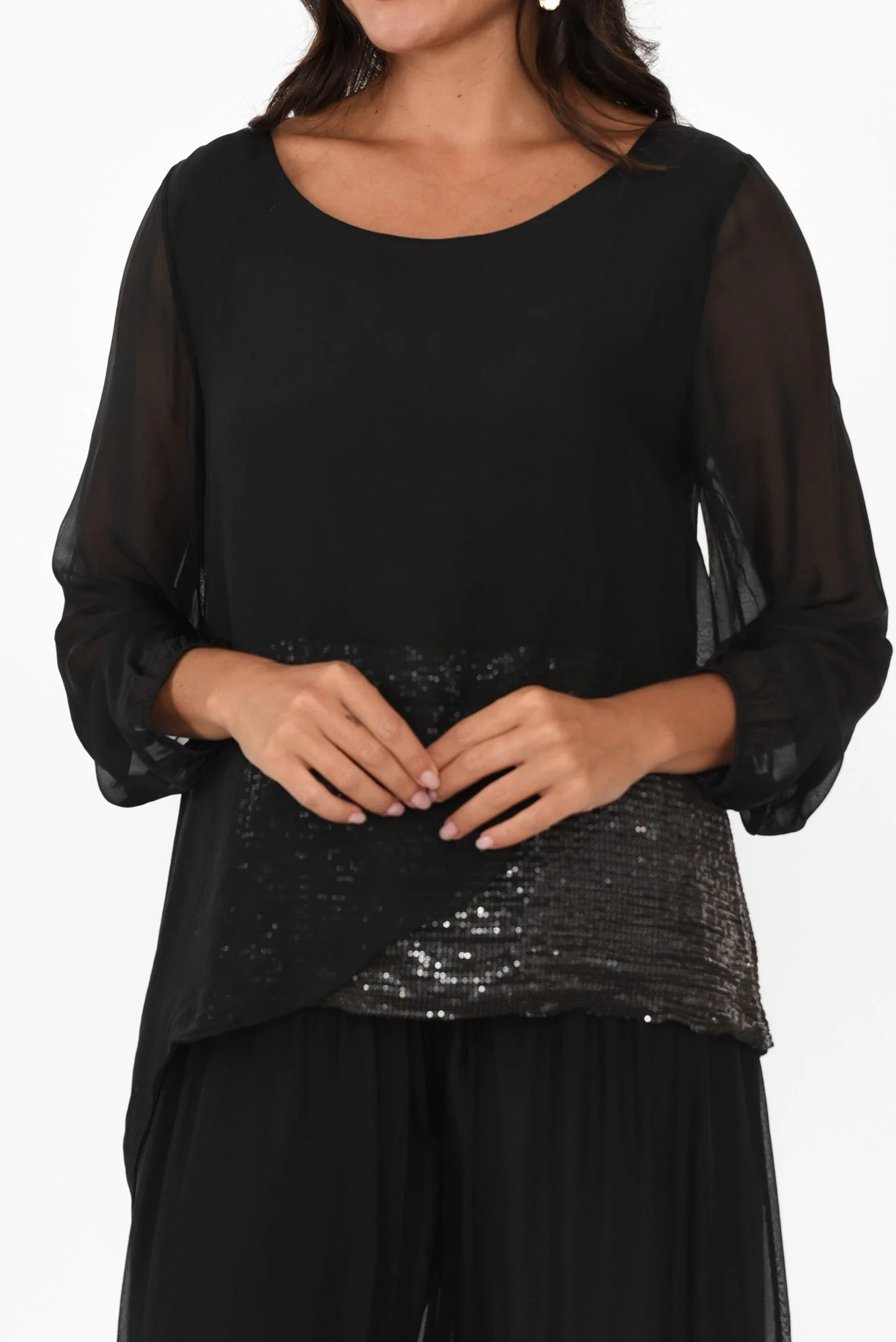 Heathie Black Silk Sequin Top - Image 5