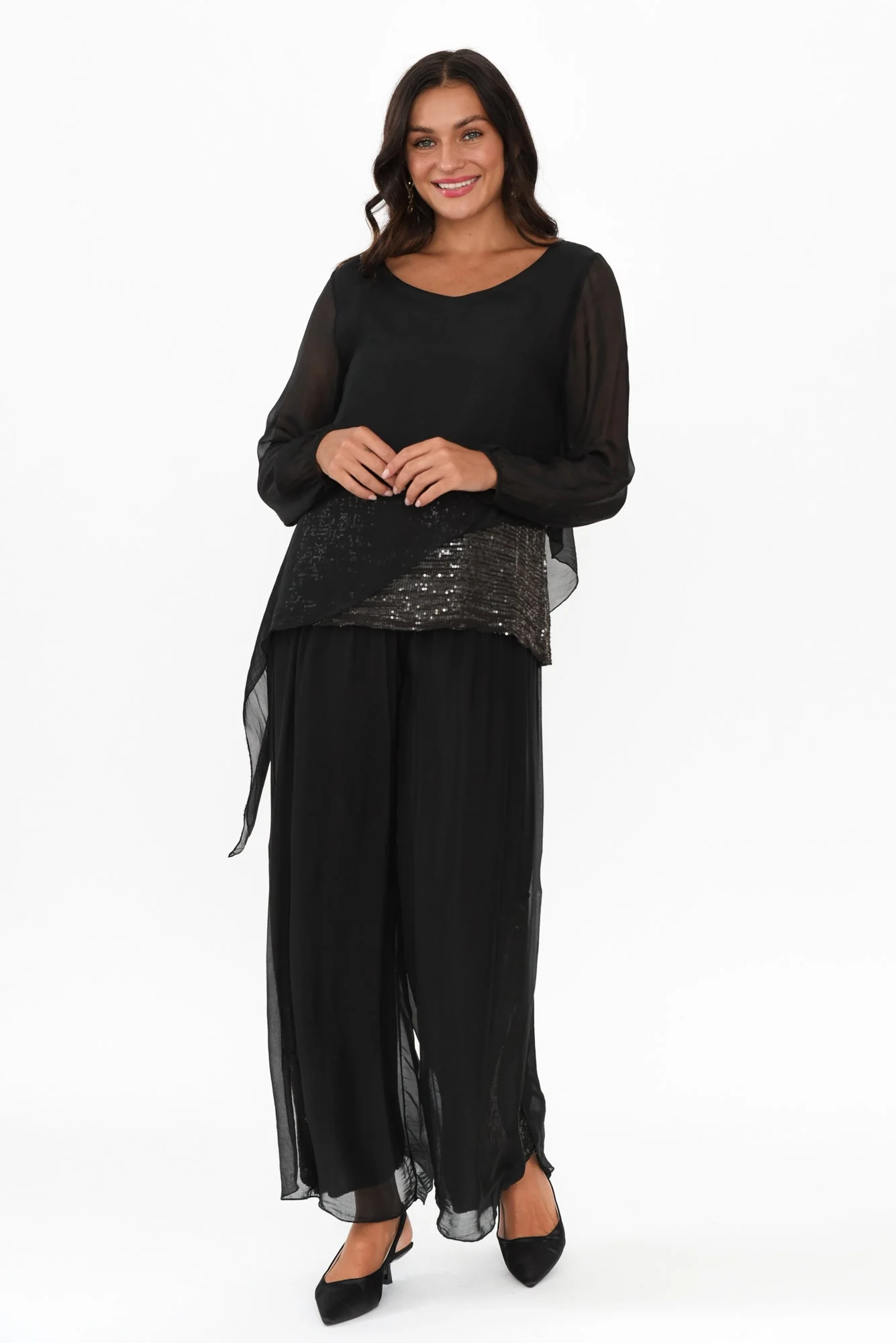 Heathie Black Silk Sequin Top - Image 6