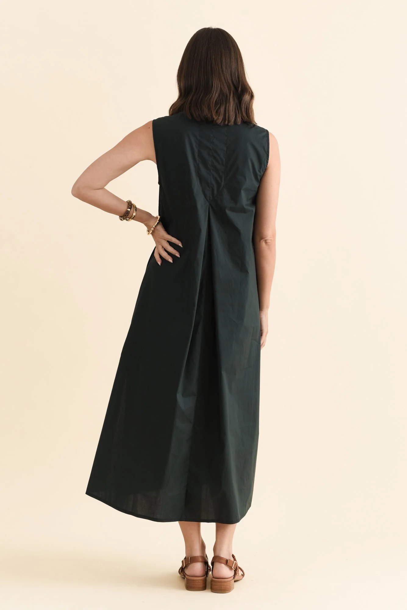 Helena Charcoal Cotton Sleeveless Dress - Image 4