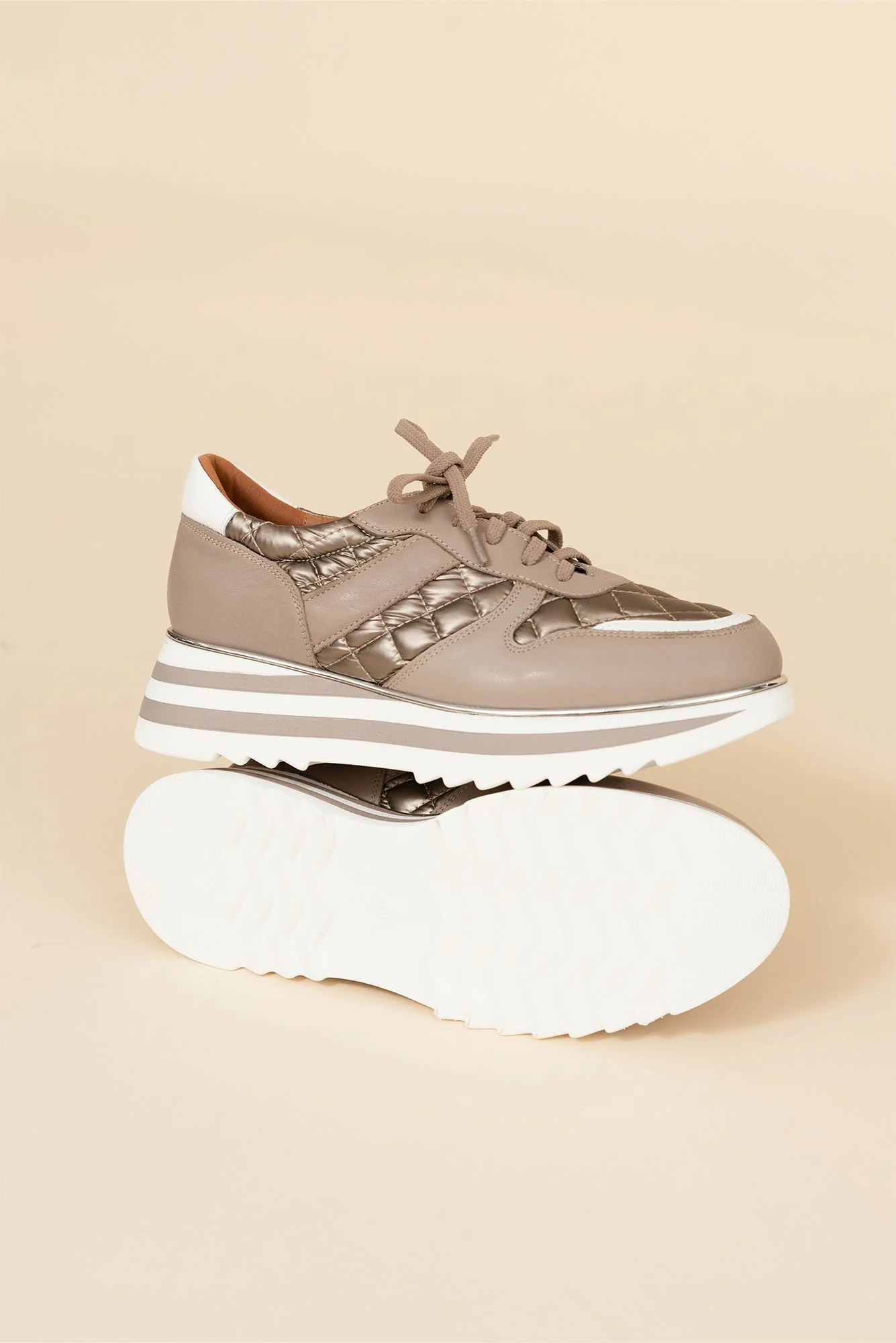 Helena Grey Leather Platform Sneaker - Image 3