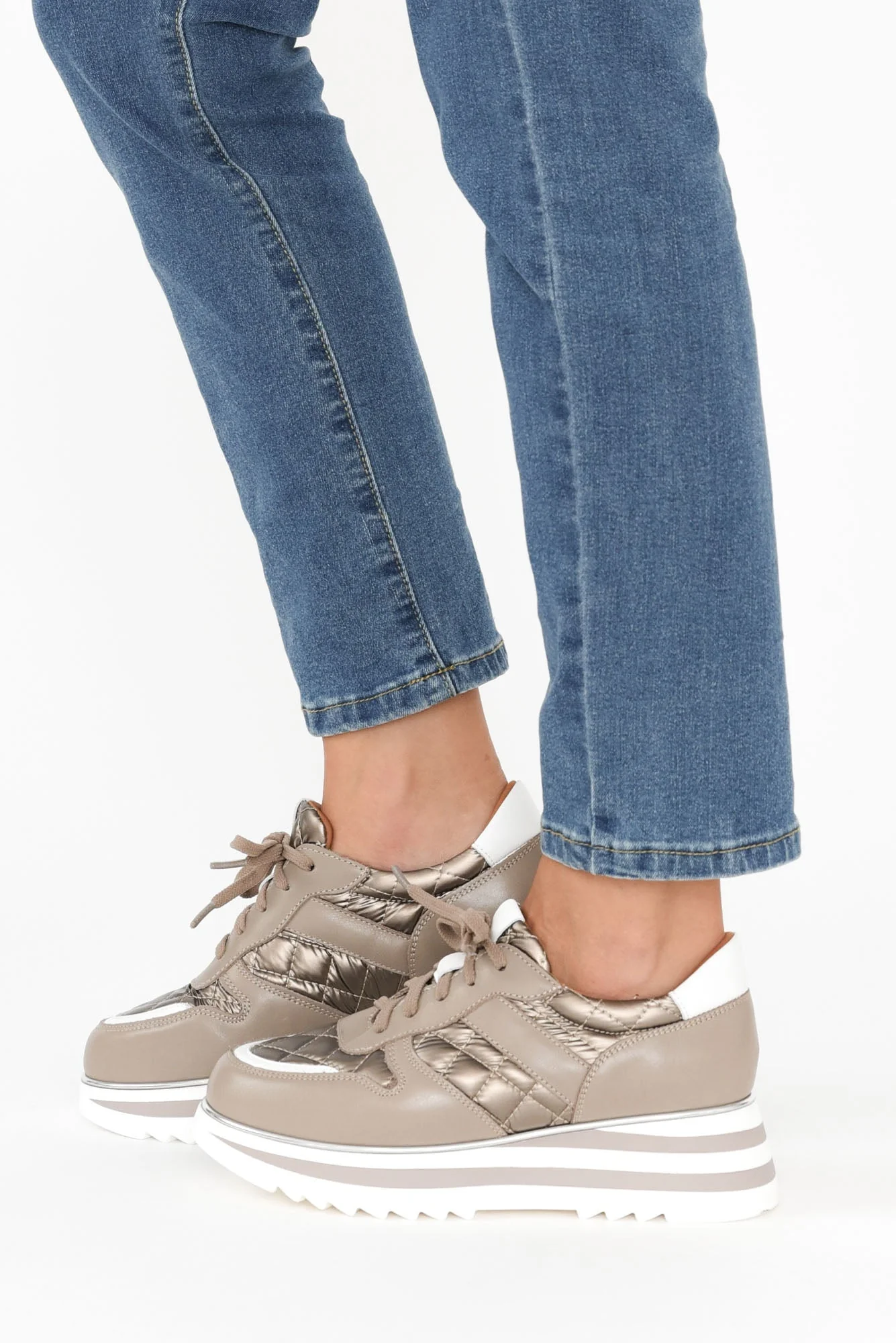 Helena Grey Leather Platform Sneaker - Image 6