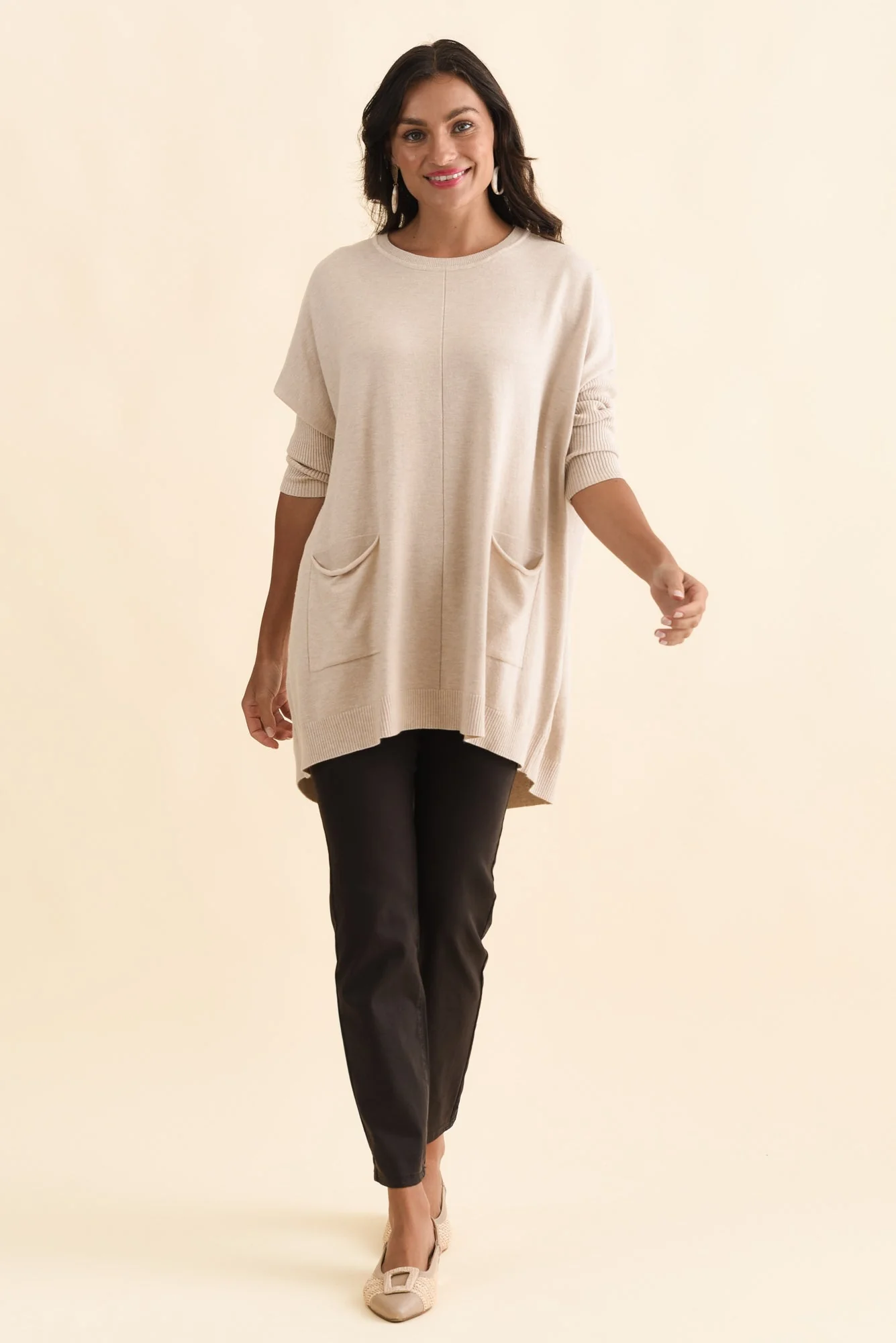 Helsinki Beige Knit Pocket Sweater - Image 7