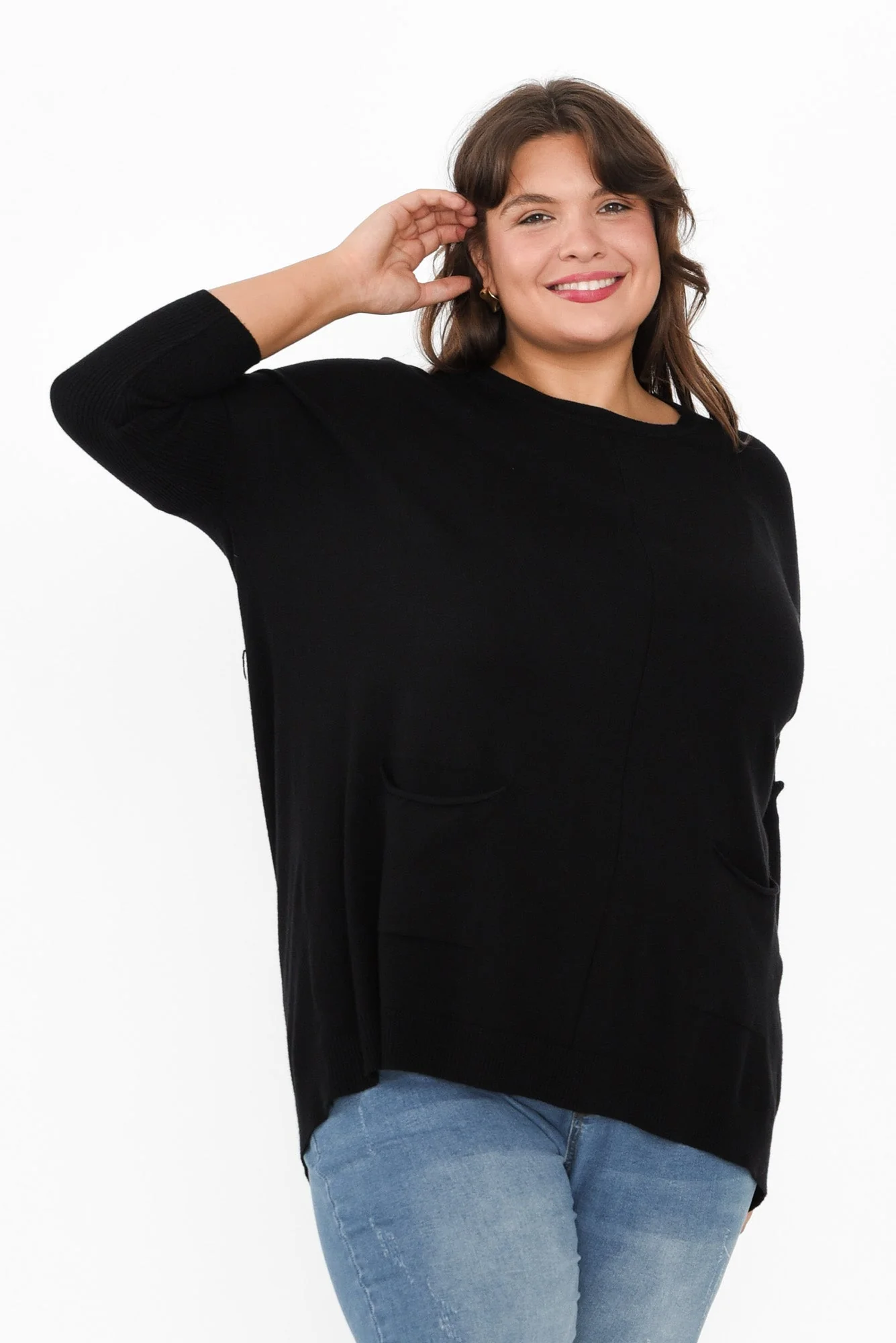 Helsinki Black Knit Pocket Sweater - Image 12