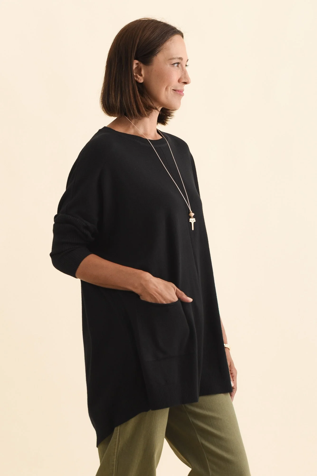 Helsinki Black Knit Pocket Sweater - Image 4