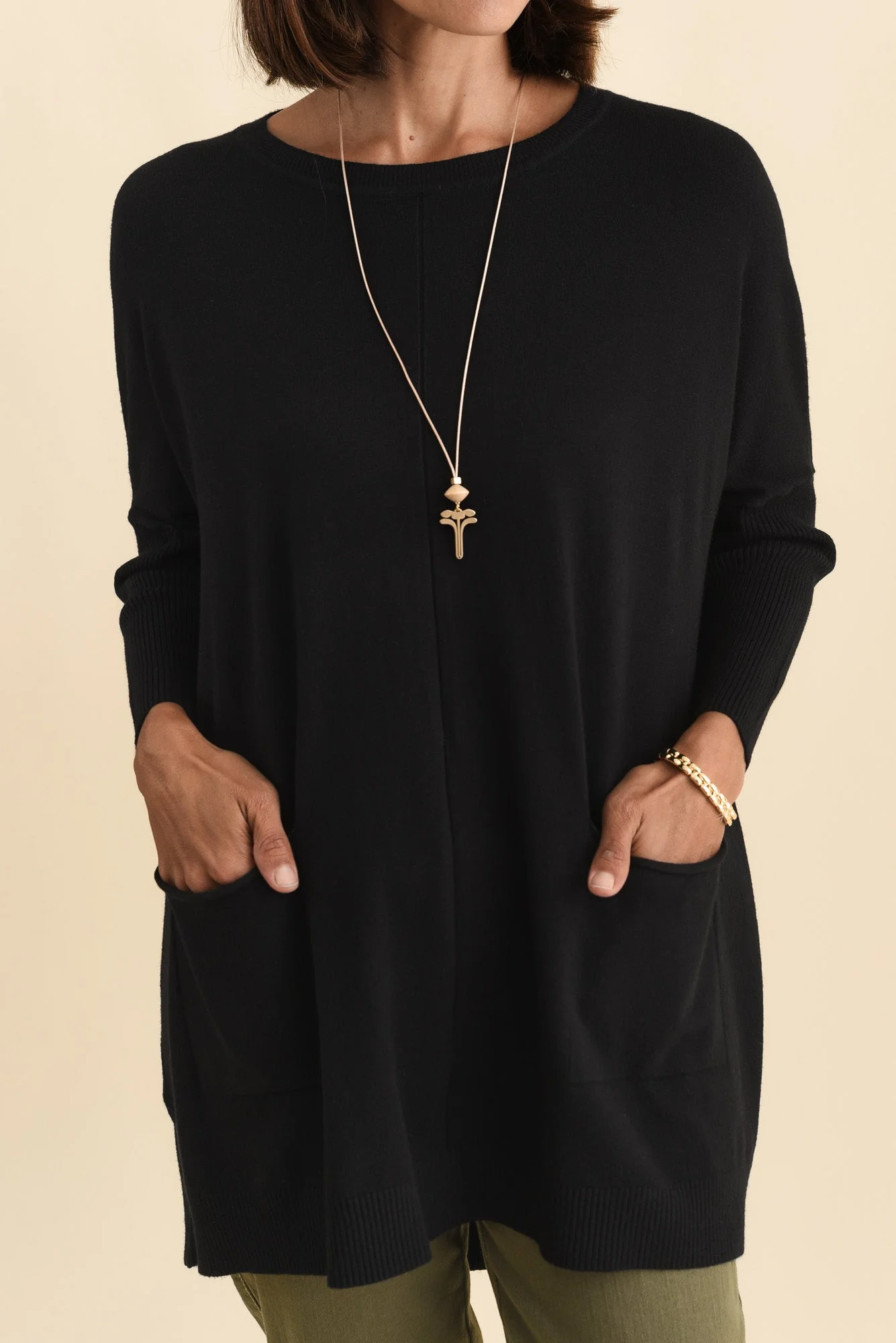 Helsinki Black Knit Pocket Sweater - Image 6