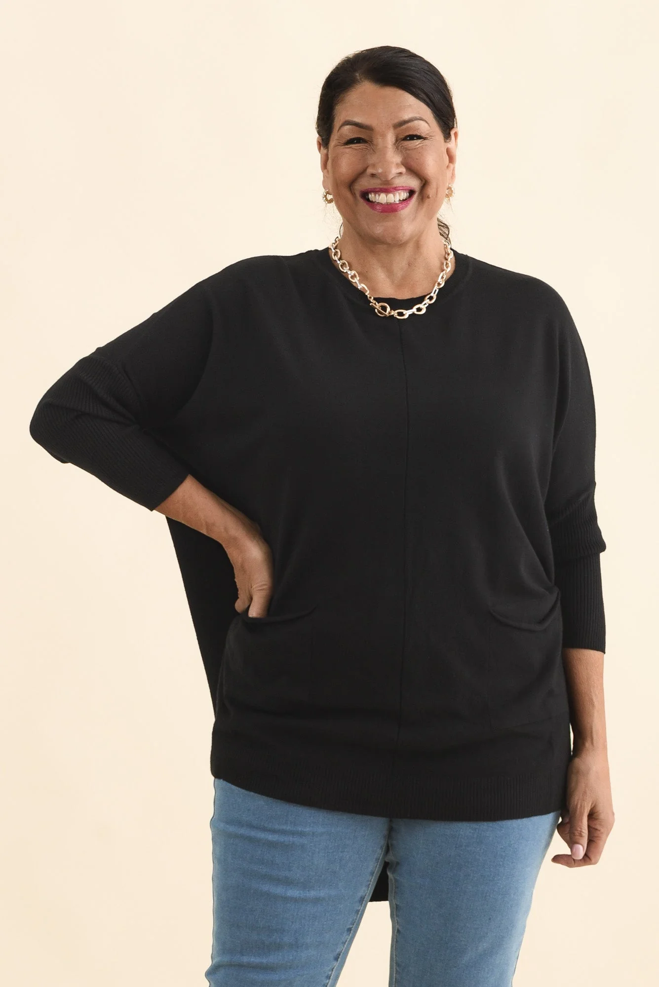 Helsinki Black Knit Pocket Sweater - Image 8