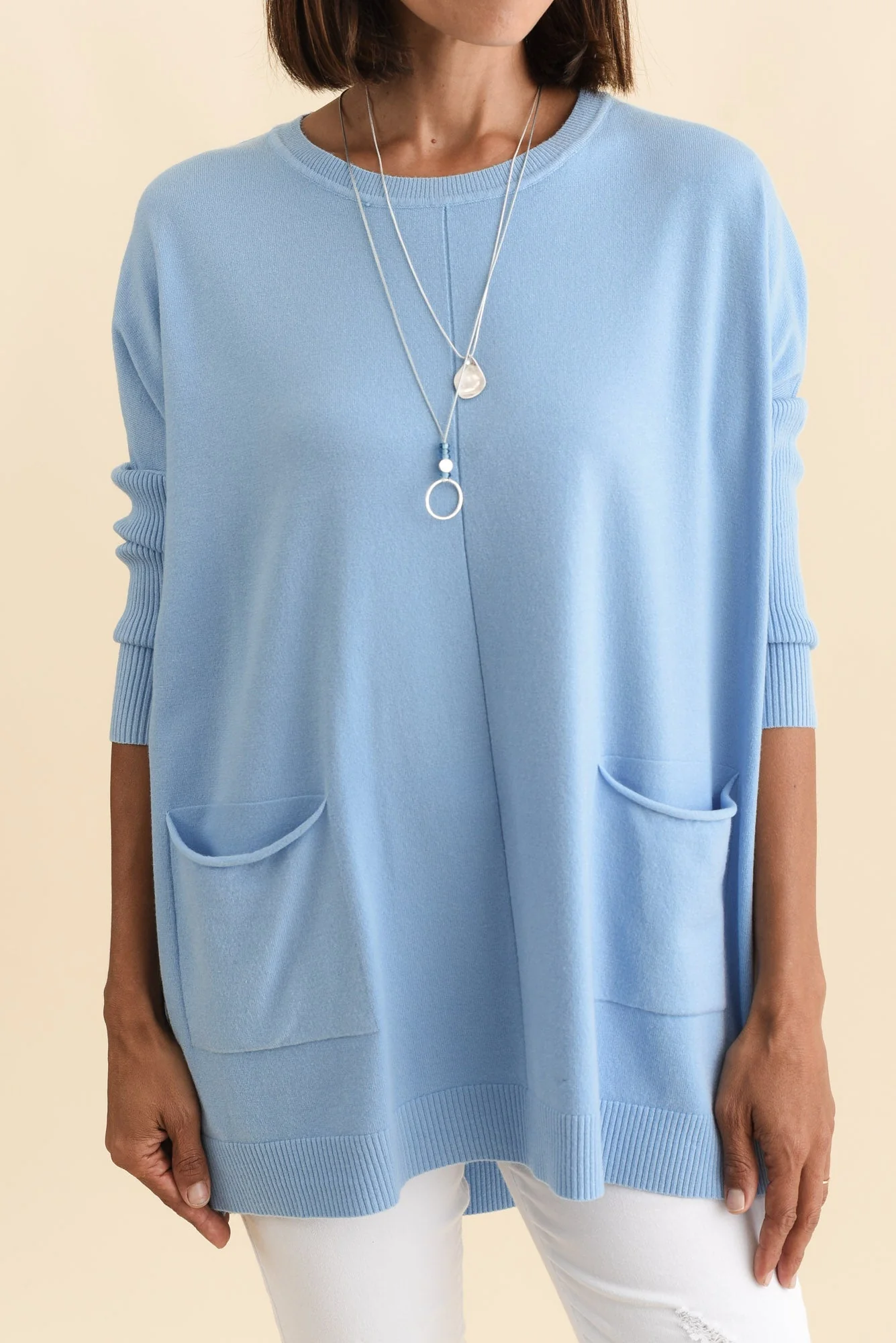 Helsinki Blue Knit Pocket Sweater - Image 5