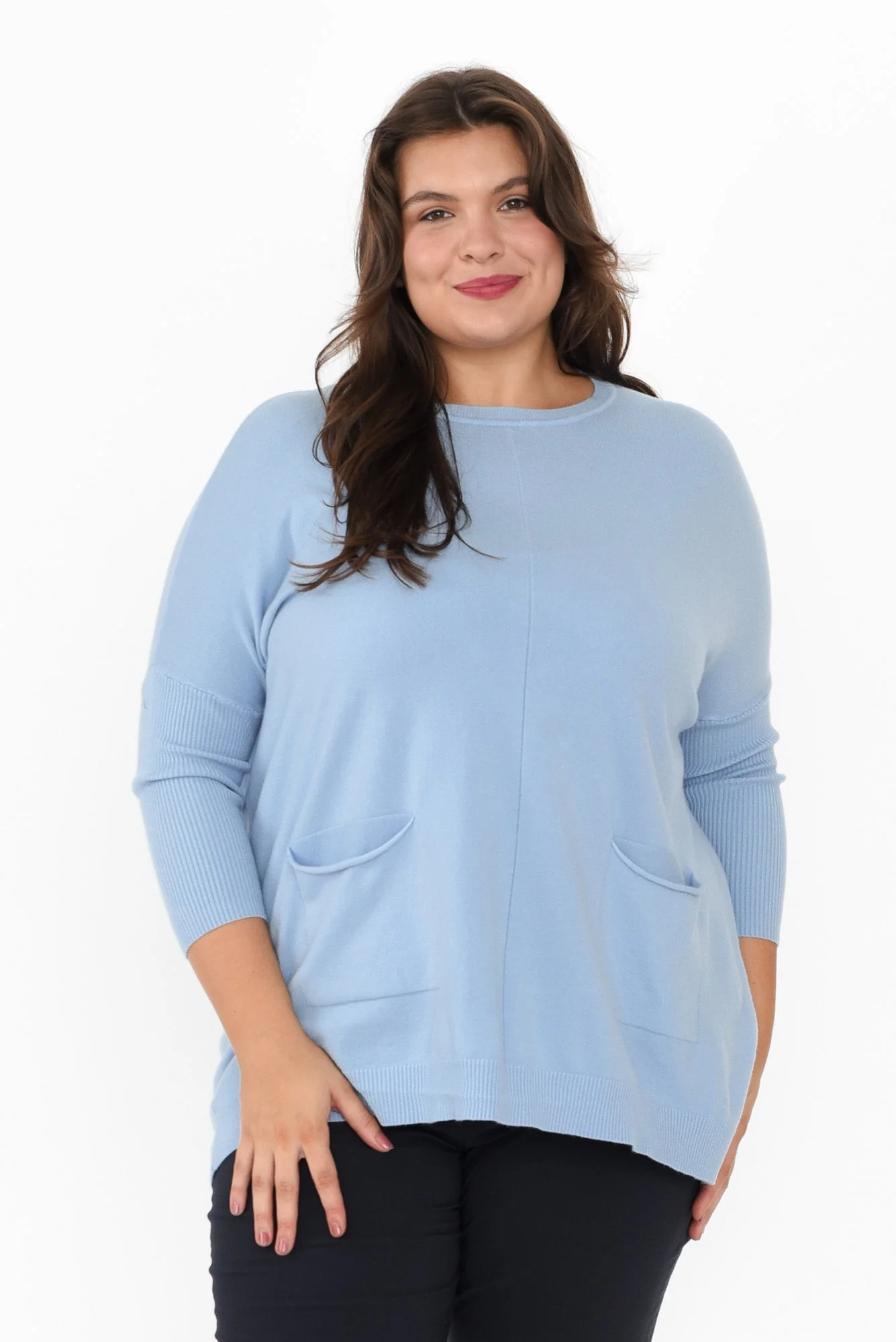 Helsinki Blue Knit Pocket Sweater - Image 7