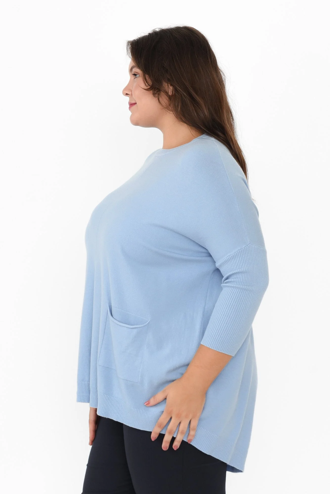 Helsinki Blue Knit Pocket Sweater - Image 9