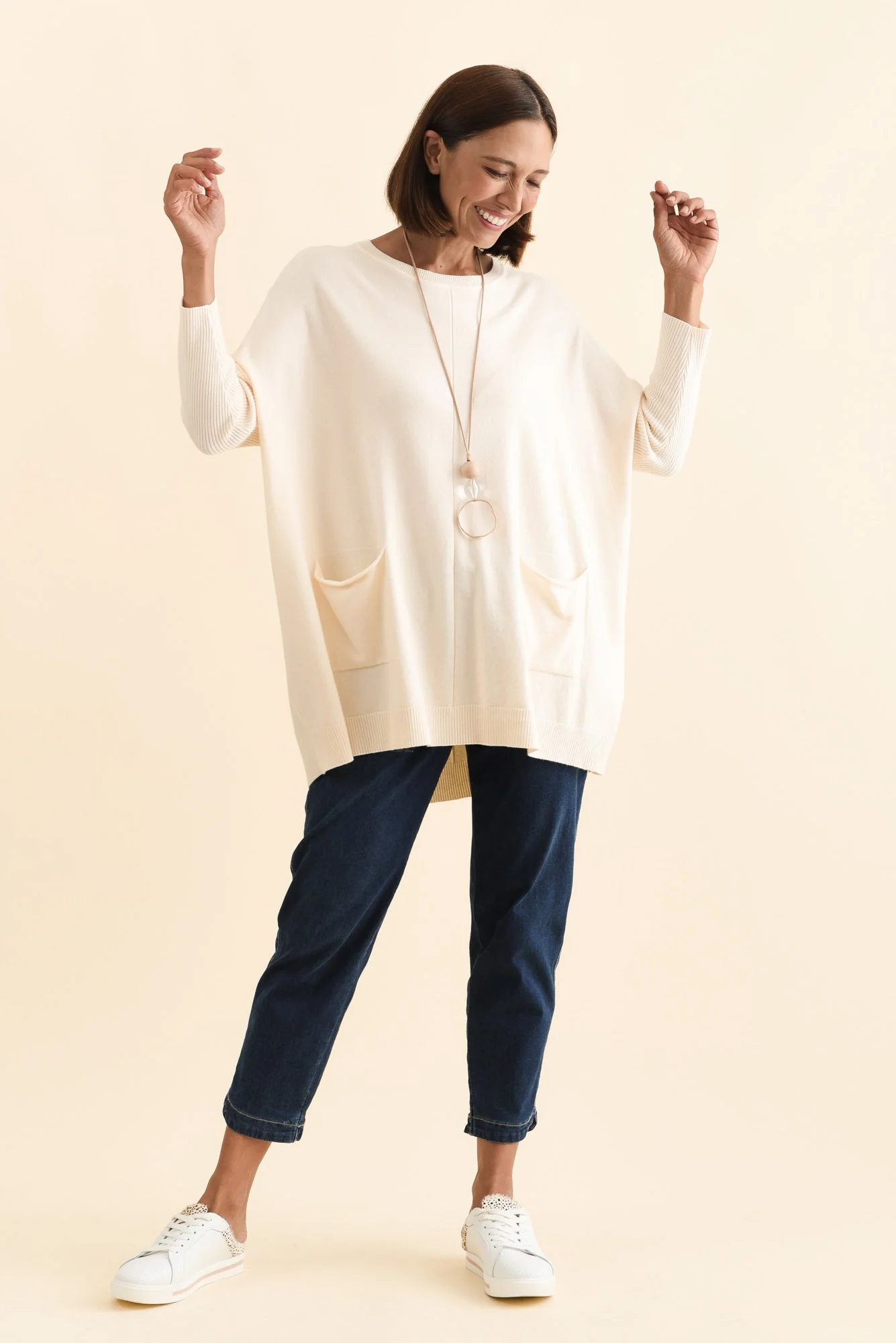 Helsinki Cream Knit Pocket Sweater - Image 7