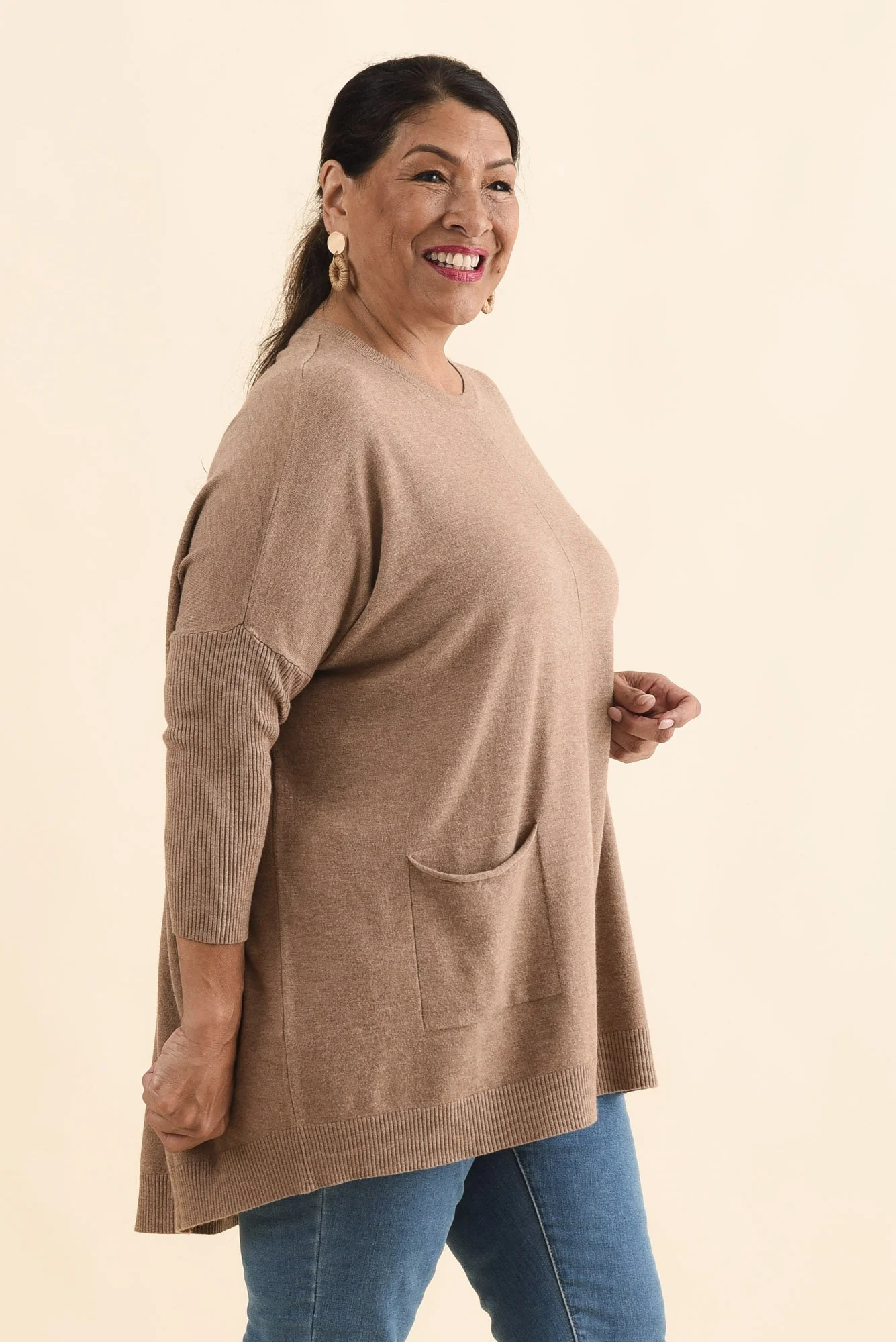 Helsinki Mocha Knit Pocket Sweater - Image 10