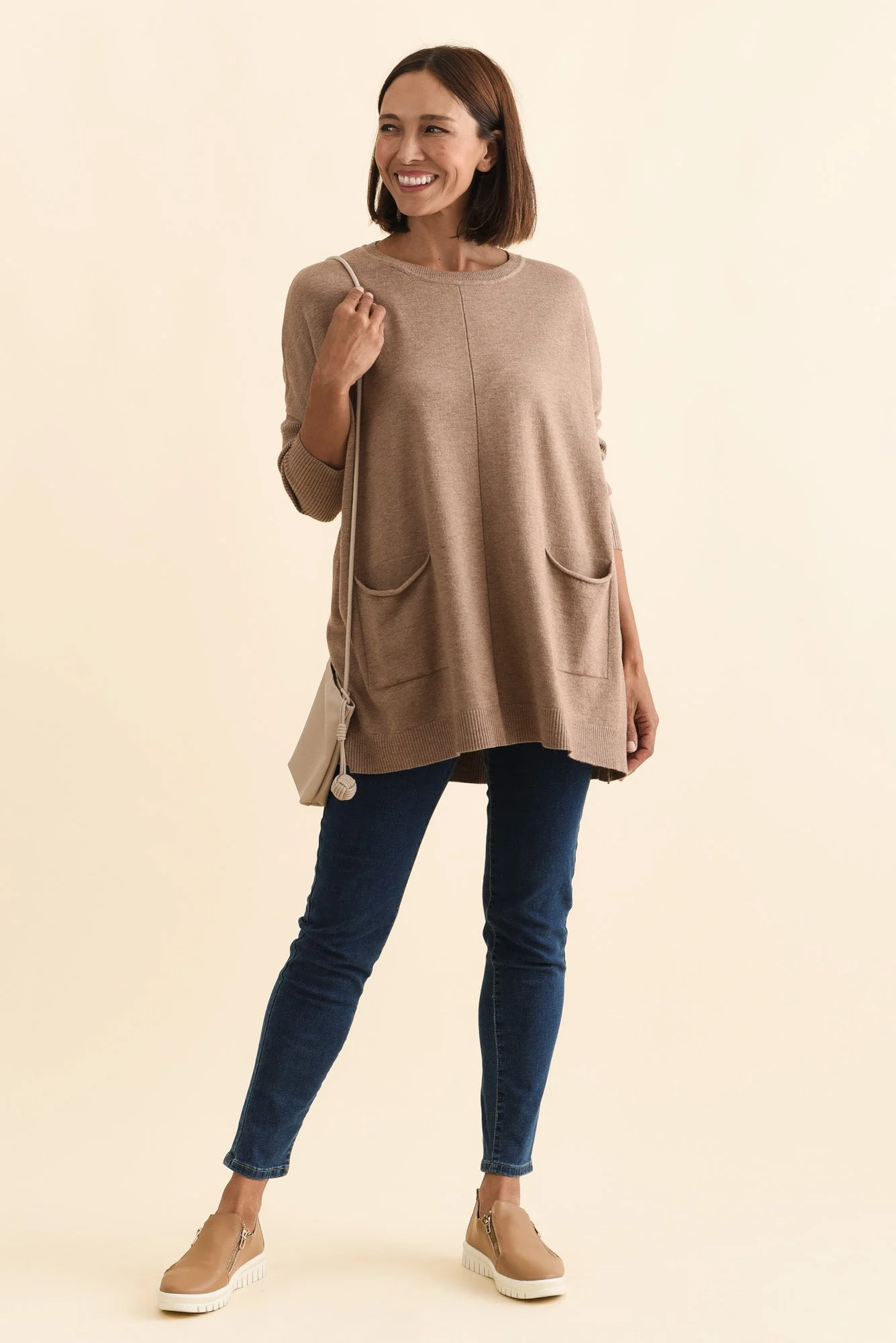 Helsinki Mocha Knit Pocket Sweater - Image 3