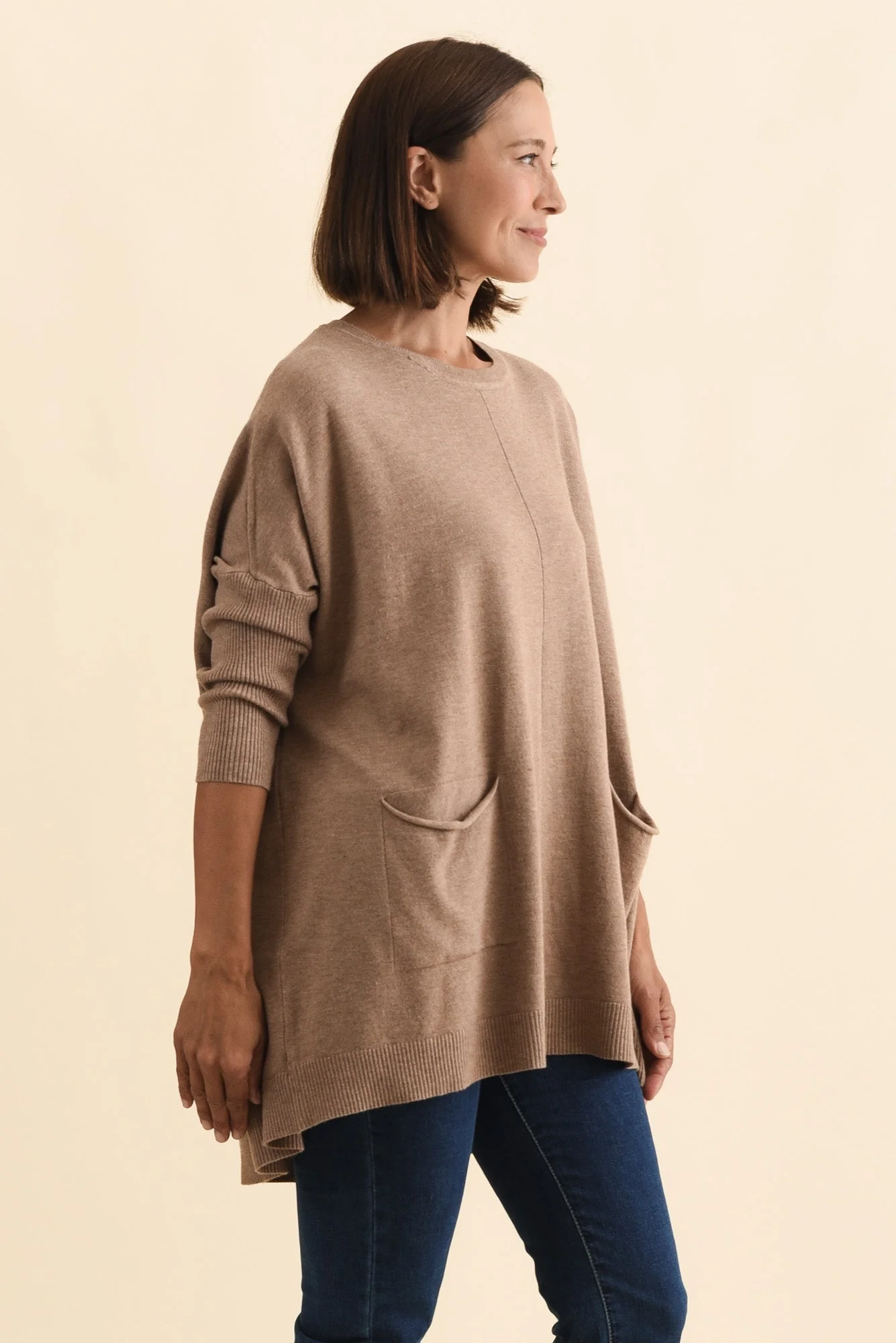 Helsinki Mocha Knit Pocket Sweater - Image 4