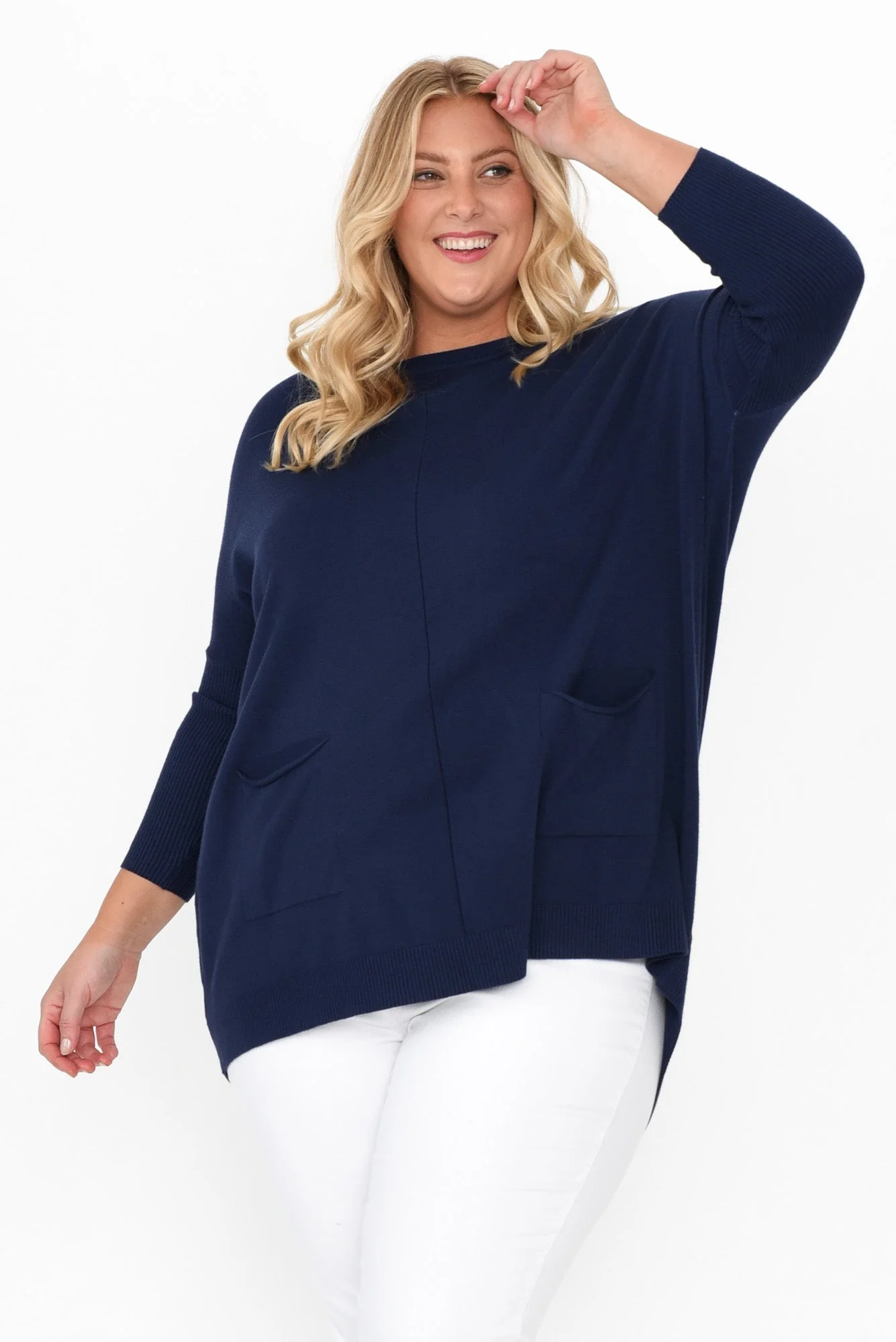 Helsinki Navy Knit Pocket Sweater - Image 12