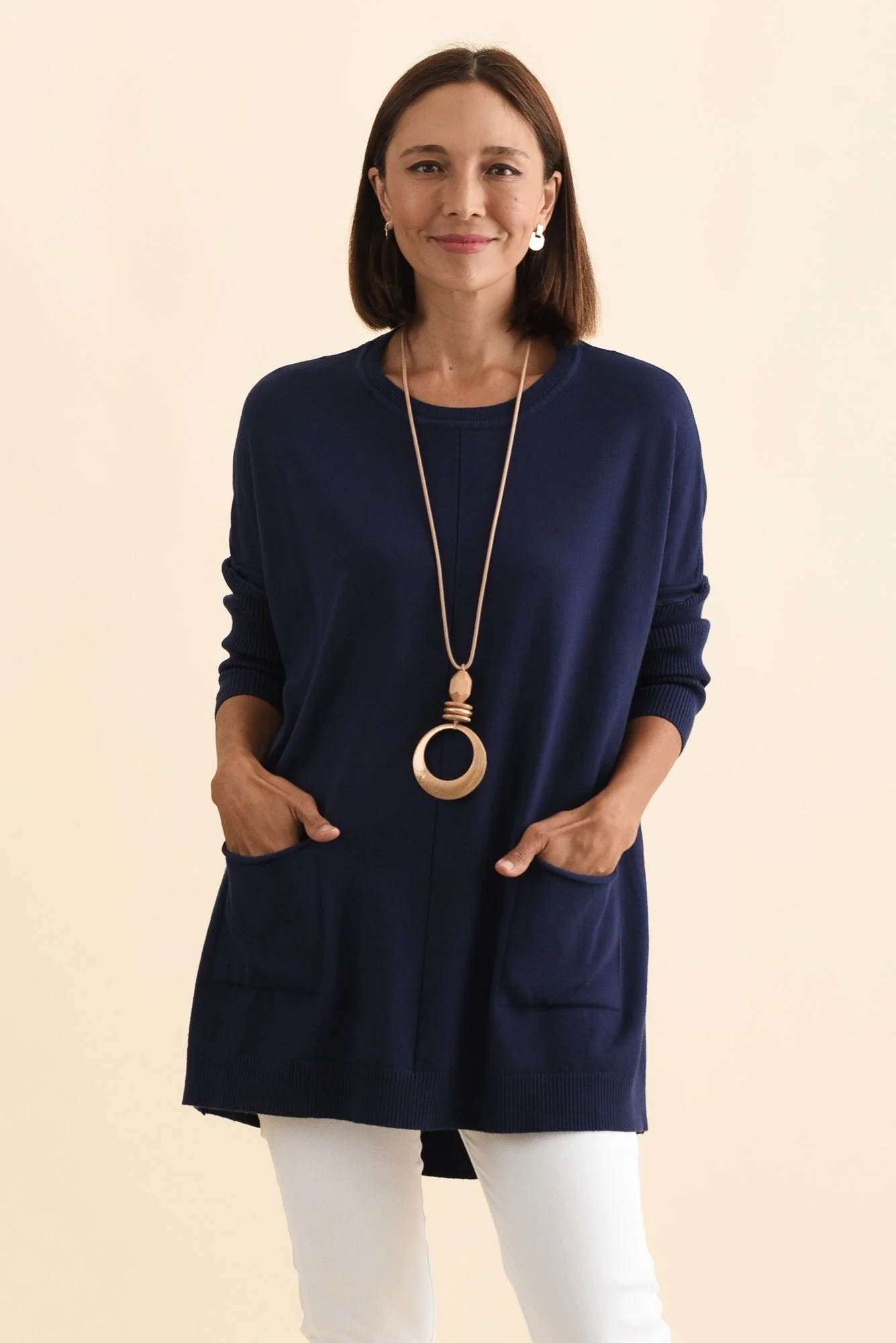 Helsinki Navy Knit Pocket Sweater - Image 2